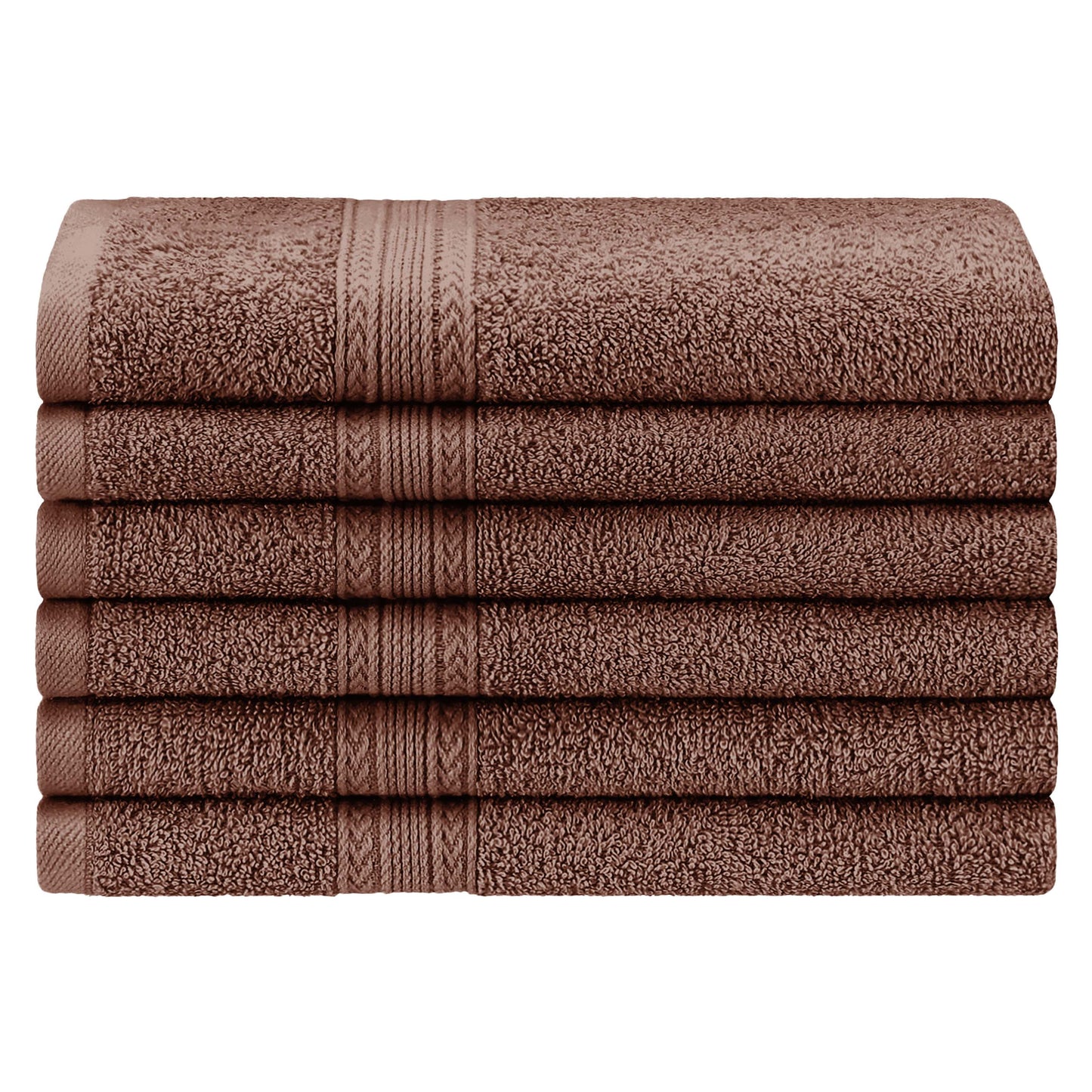 Superior Eco-Friendly Ring Spun Cotton 6-Piece Hand Towel Set - Brown