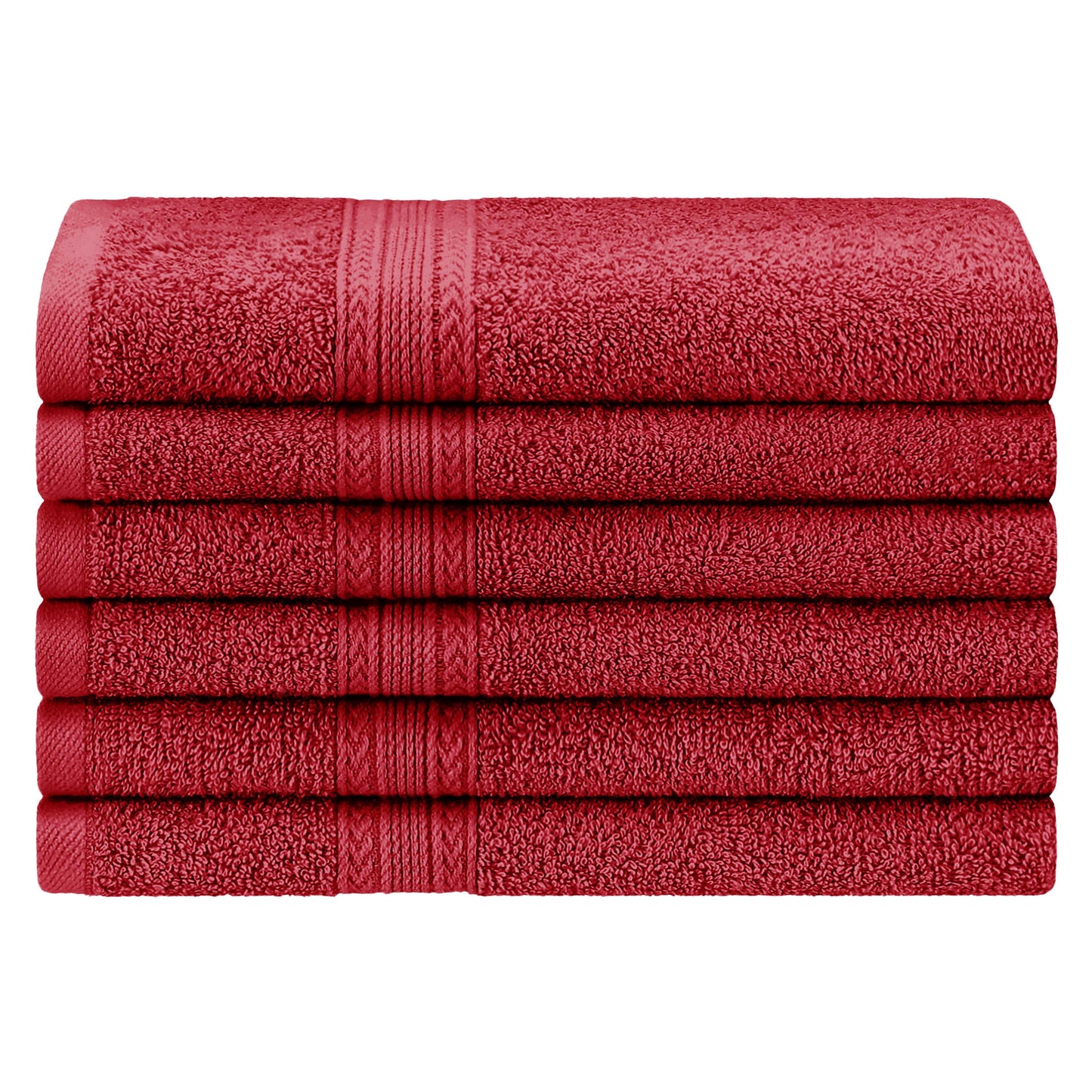 Superior Eco-Friendly Ring Spun Cotton 6-Piece Hand Towel Set - Cranberry