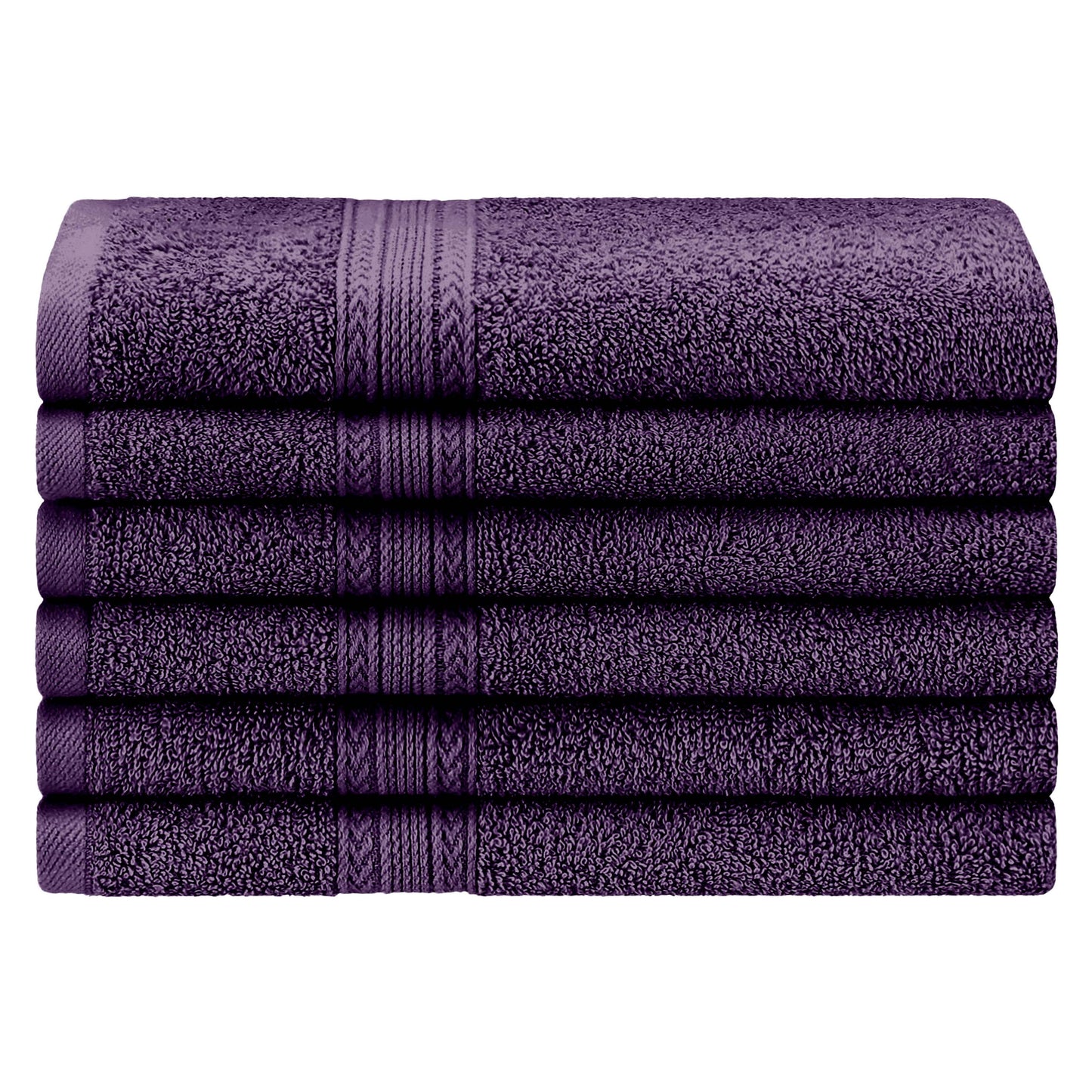 Superior Eco-Friendly Ring Spun Cotton 6-Piece Hand Towel Set - Eggplant