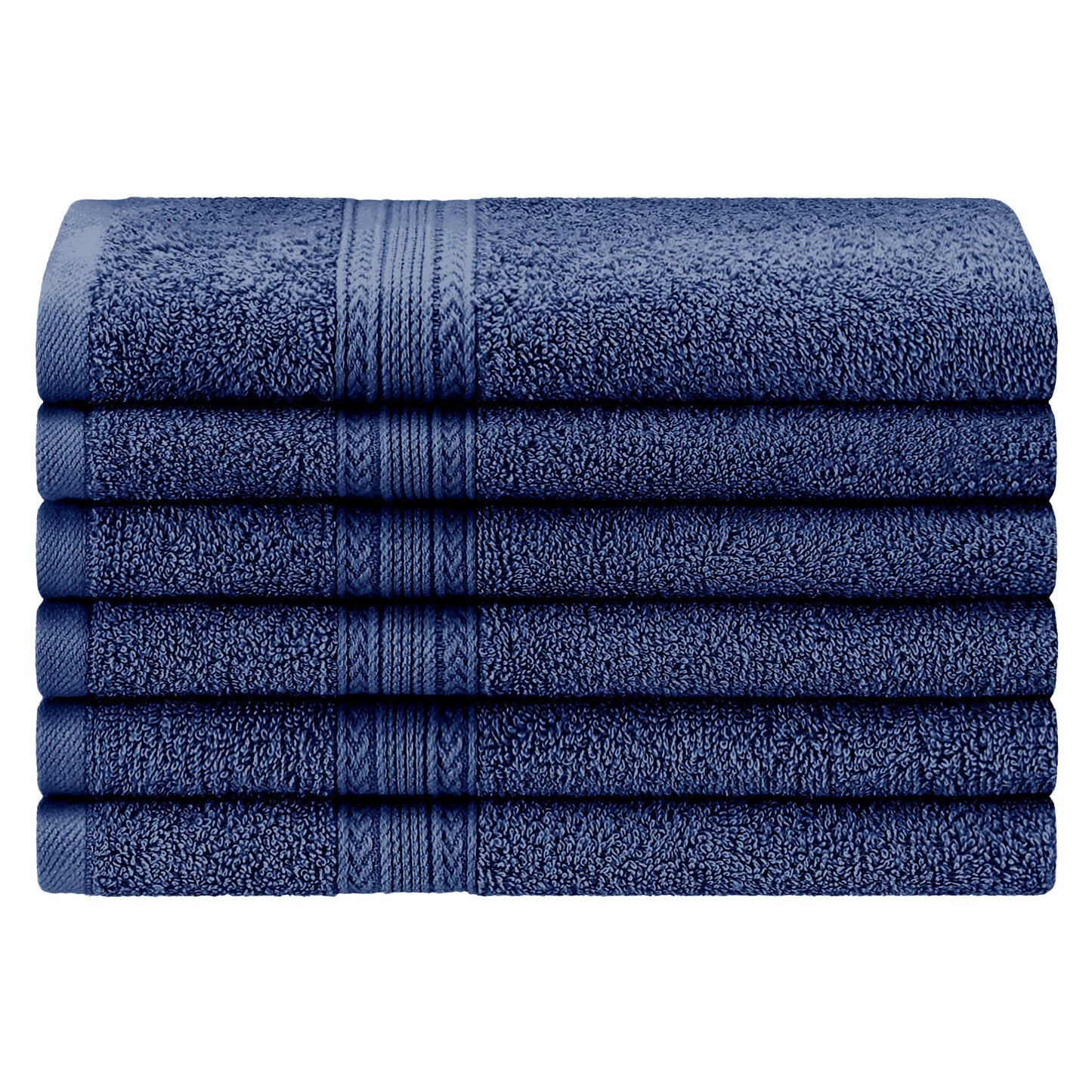 Superior Eco-Friendly Ring Spun Cotton 6-Piece Hand Towel Set - Navy Blue