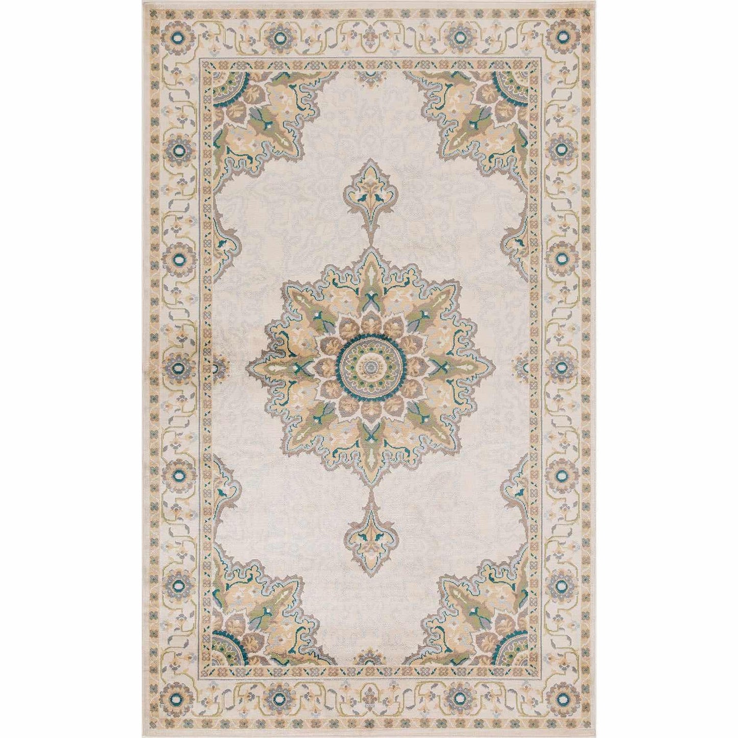 Superior Edeline Medallion Oriental Indoor Area Rug or Runner Rug - Beige