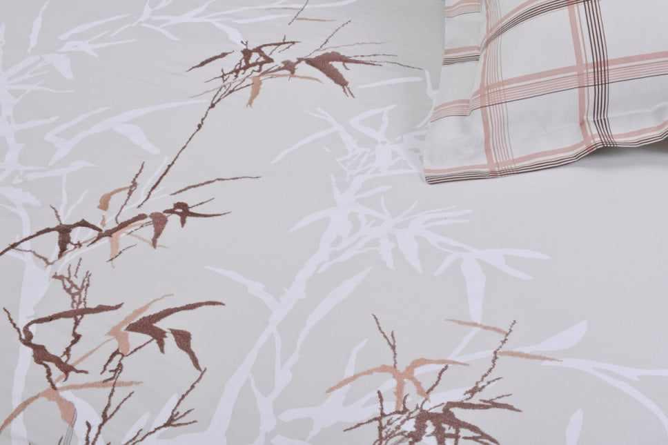 Superior Elmwood Embroidered Reversible Cotton Duvet Cover Set - Beige