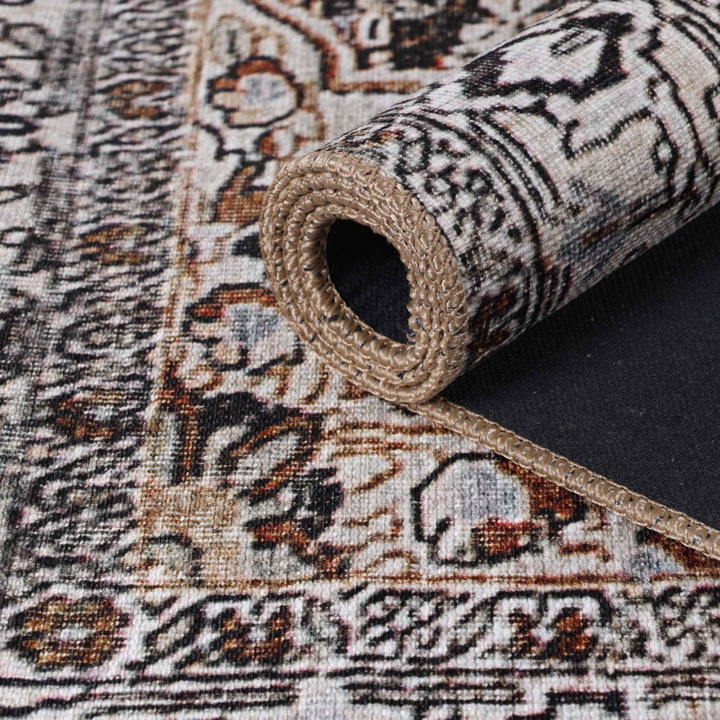 Elodie Distressed Bohemian Geometric Floral Medallion Indoor Area Rug - MossyGold
