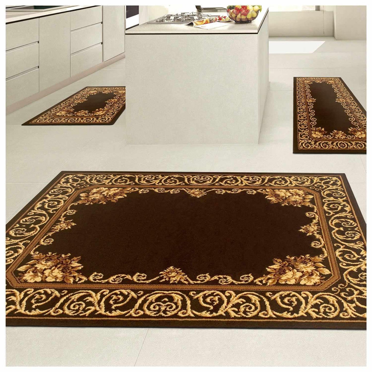 Elton Victorian Inspired 3-Piece Area Rug Set - Freyberg