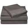 Superior 3000 Series Wrinkle Resistant 3 Line Embroidery Microfiber Deep Pocket Sheet Set - Silver