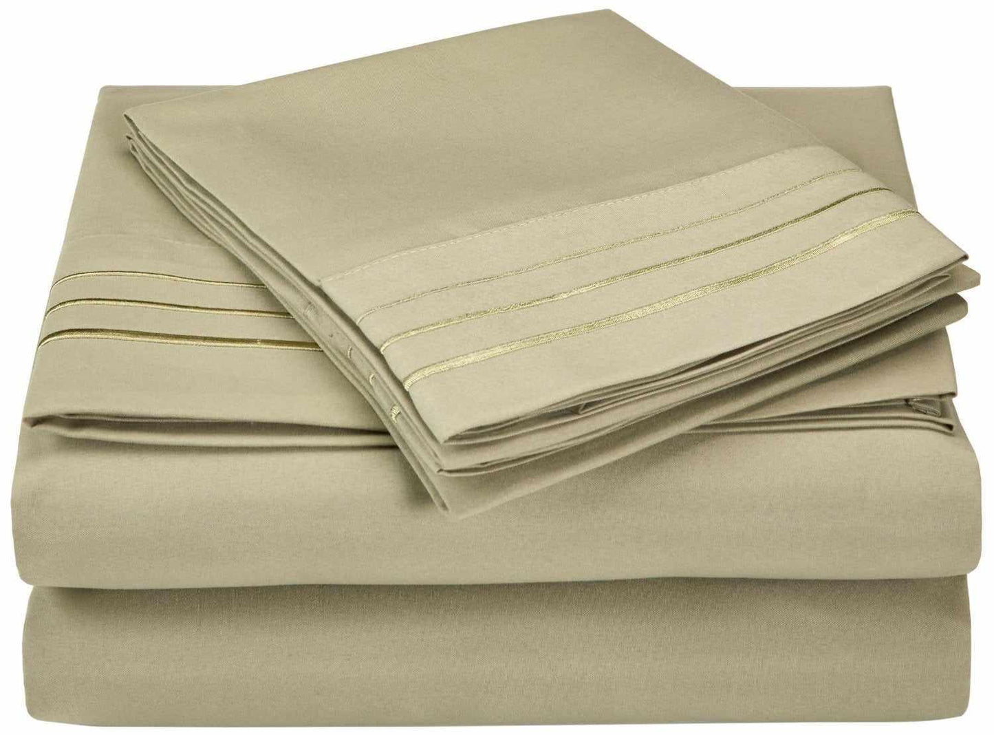 Superior 3000 Series Wrinkle Resistant 3 Line Embroidery Microfiber Deep Pocket Sheet Set - Sage