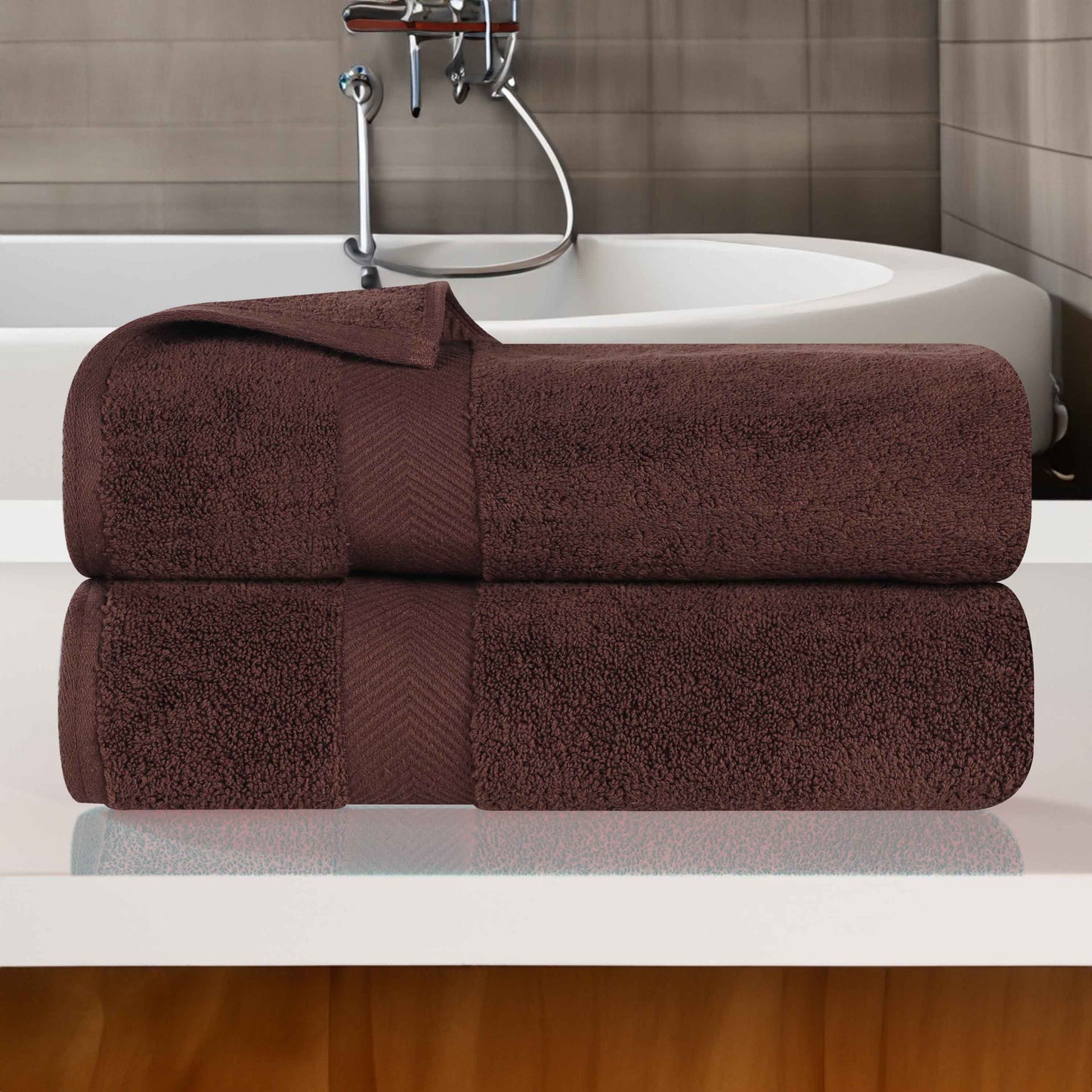Zero Twist Smart Dry Combed Cotton 2 Piece Bath Towel Set - Espresso