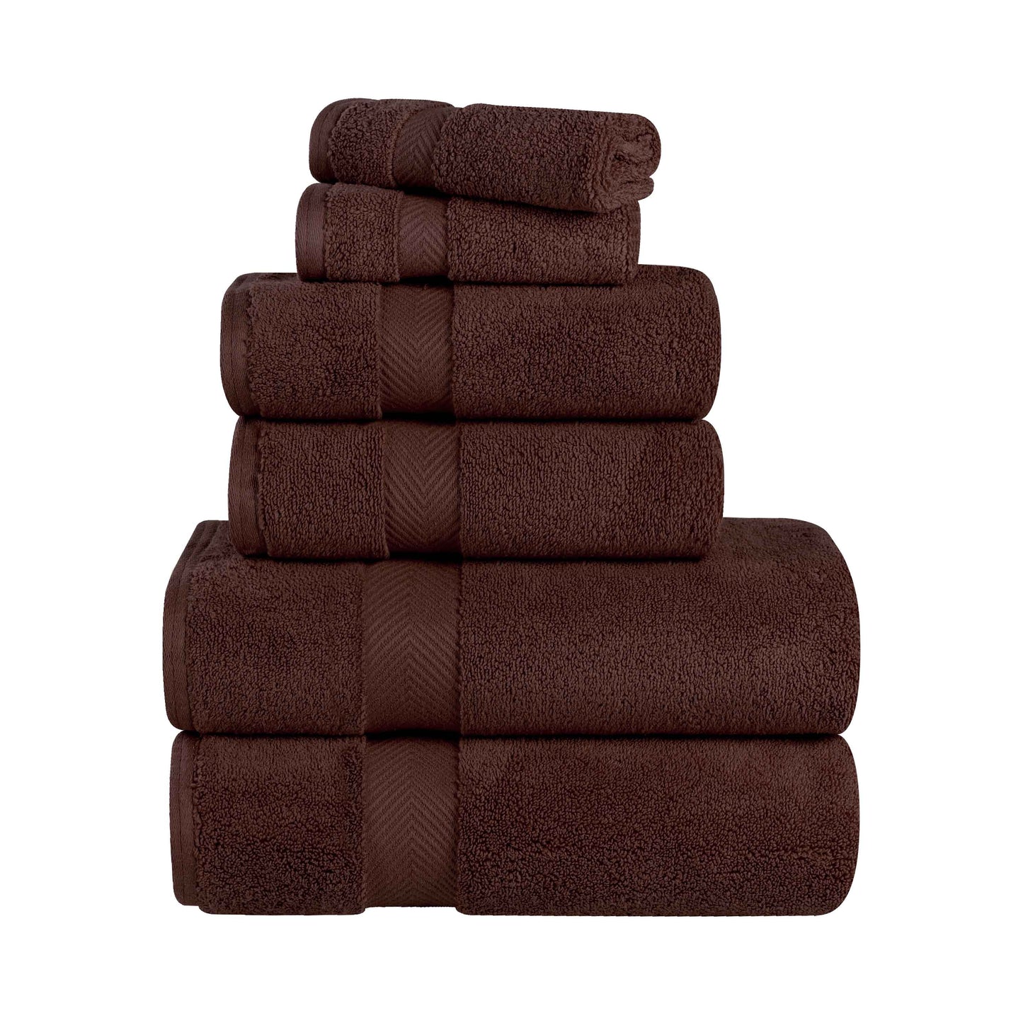 Zero-Twist Cotton Quick-Drying Absorbent Assorted 6 Piece Towel Set - Espresso