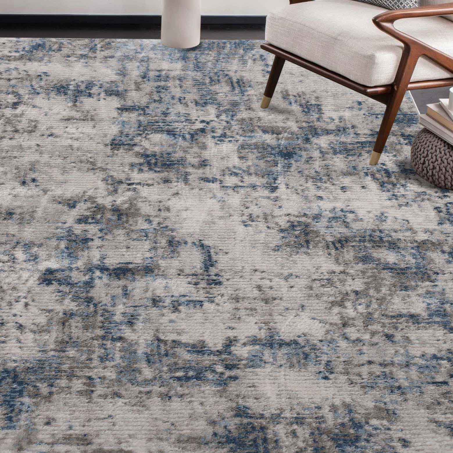 Euphemia Distressed Abstract Eclectic Modern Indoor Area Rug - Blue