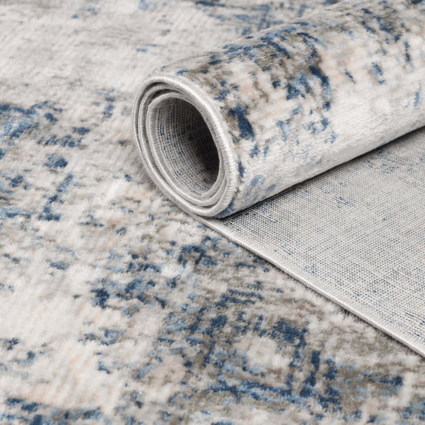 Euphemia Distressed Abstract Eclectic Modern Indoor Area Rug - Blue