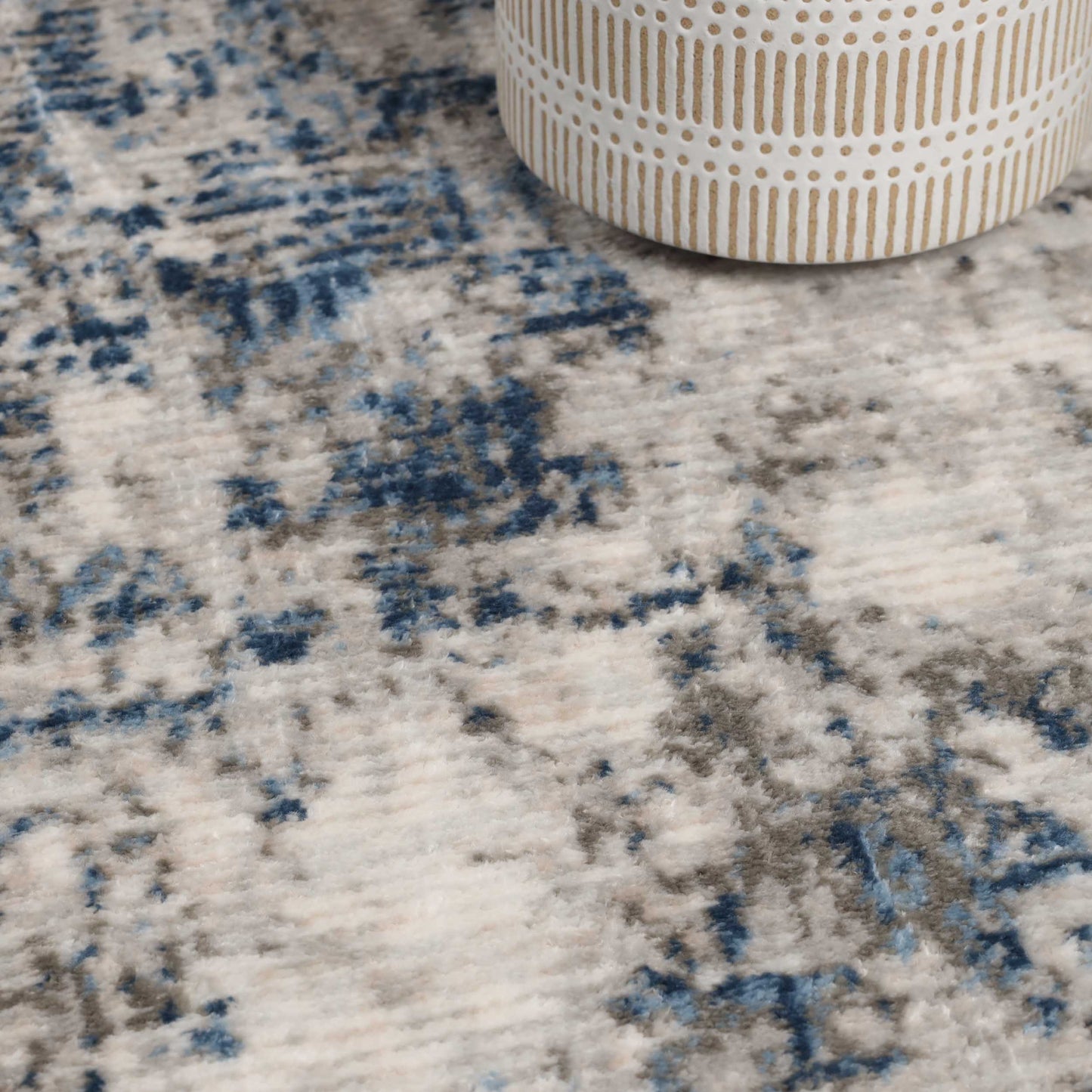 Euphemia Distressed Abstract Eclectic Modern Indoor Area Rug - Blue