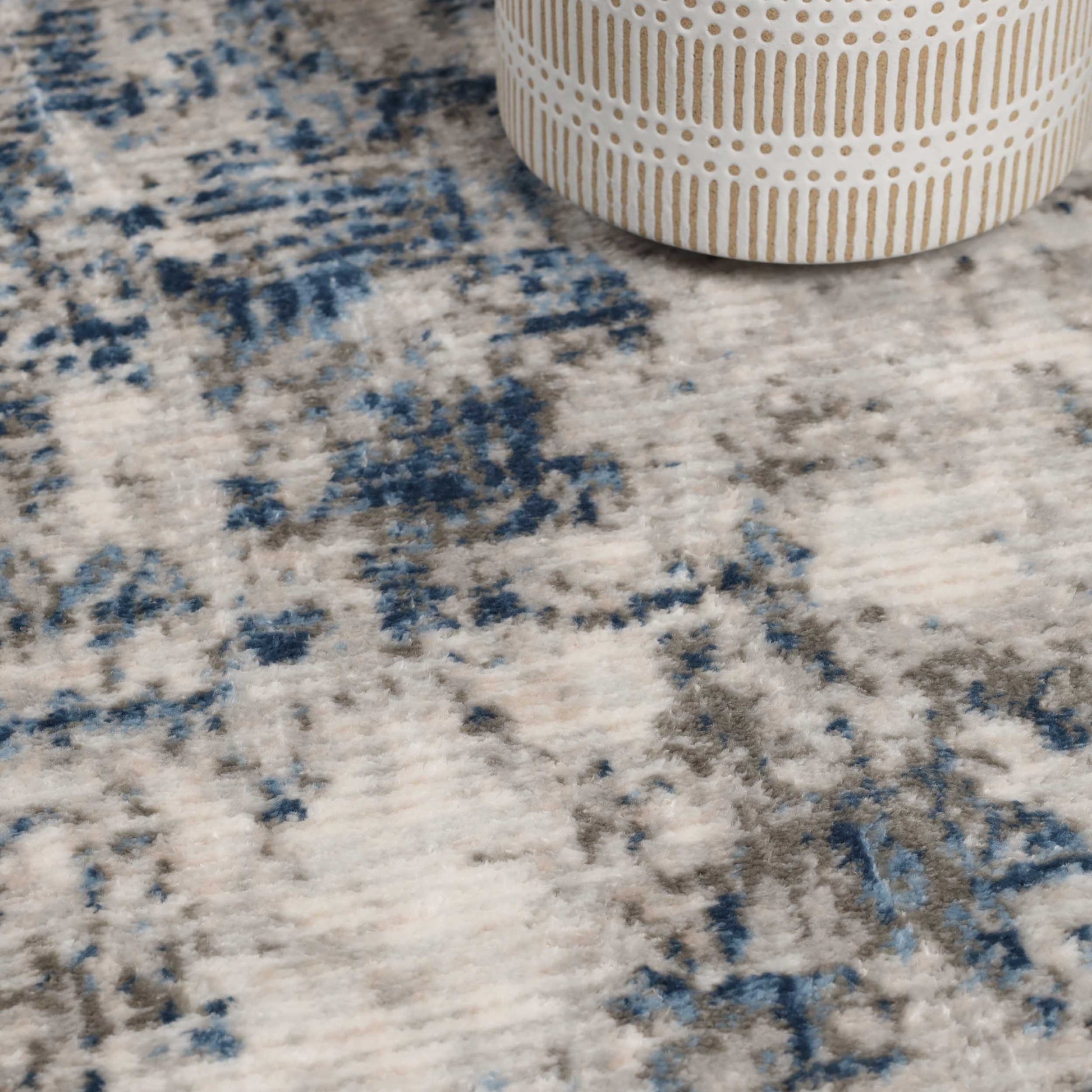 Euphemia Distressed Abstract Eclectic Modern Indoor Area Rug - Blue