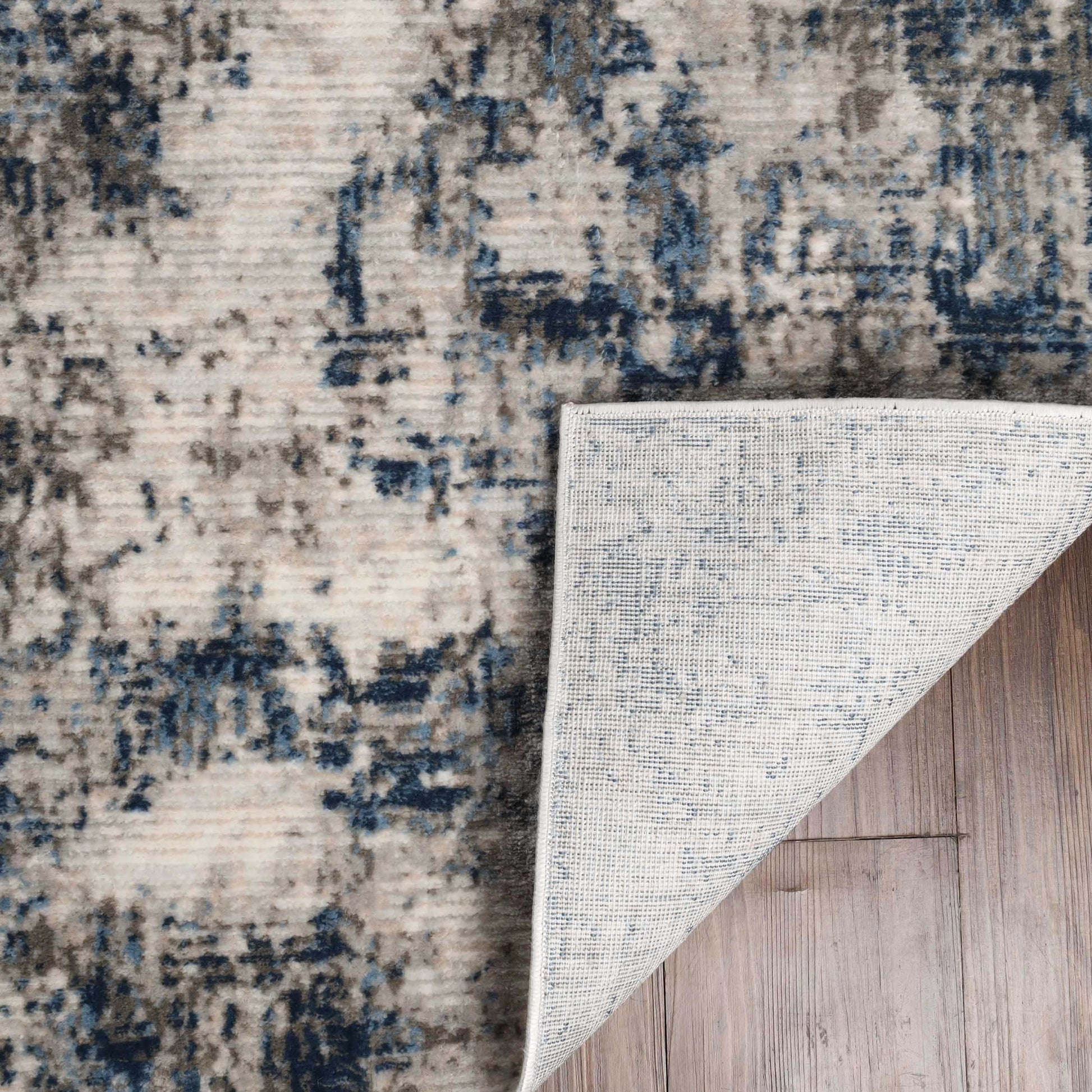 Euphemia Distressed Abstract Eclectic Modern Indoor Area Rug - Blue