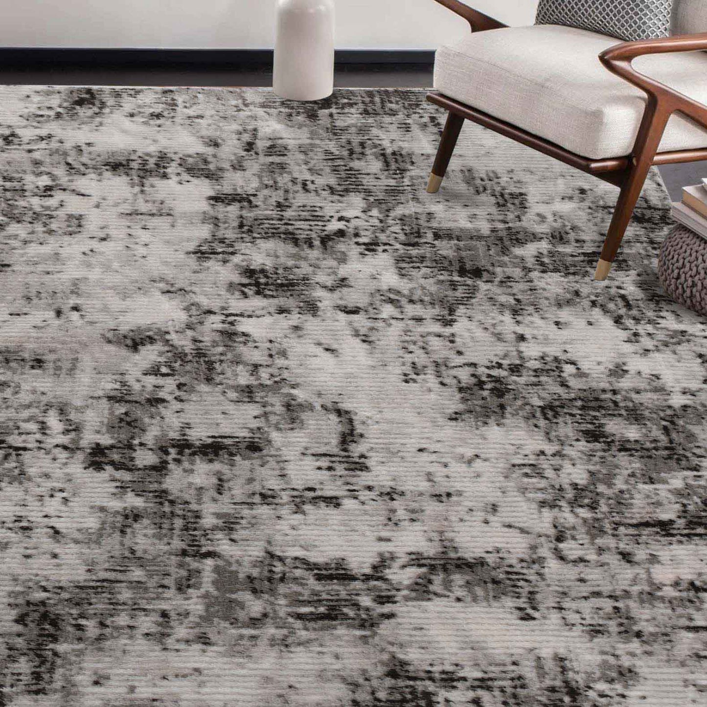 Euphemia Distressed Abstract Eclectic Modern Indoor Area Rug - Charcoal