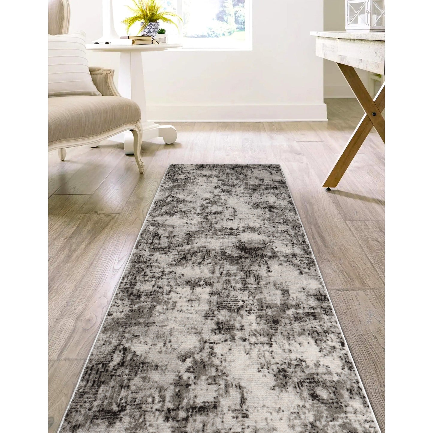 Euphemia Distressed Abstract Eclectic Modern Indoor Area Rug - Charcoal