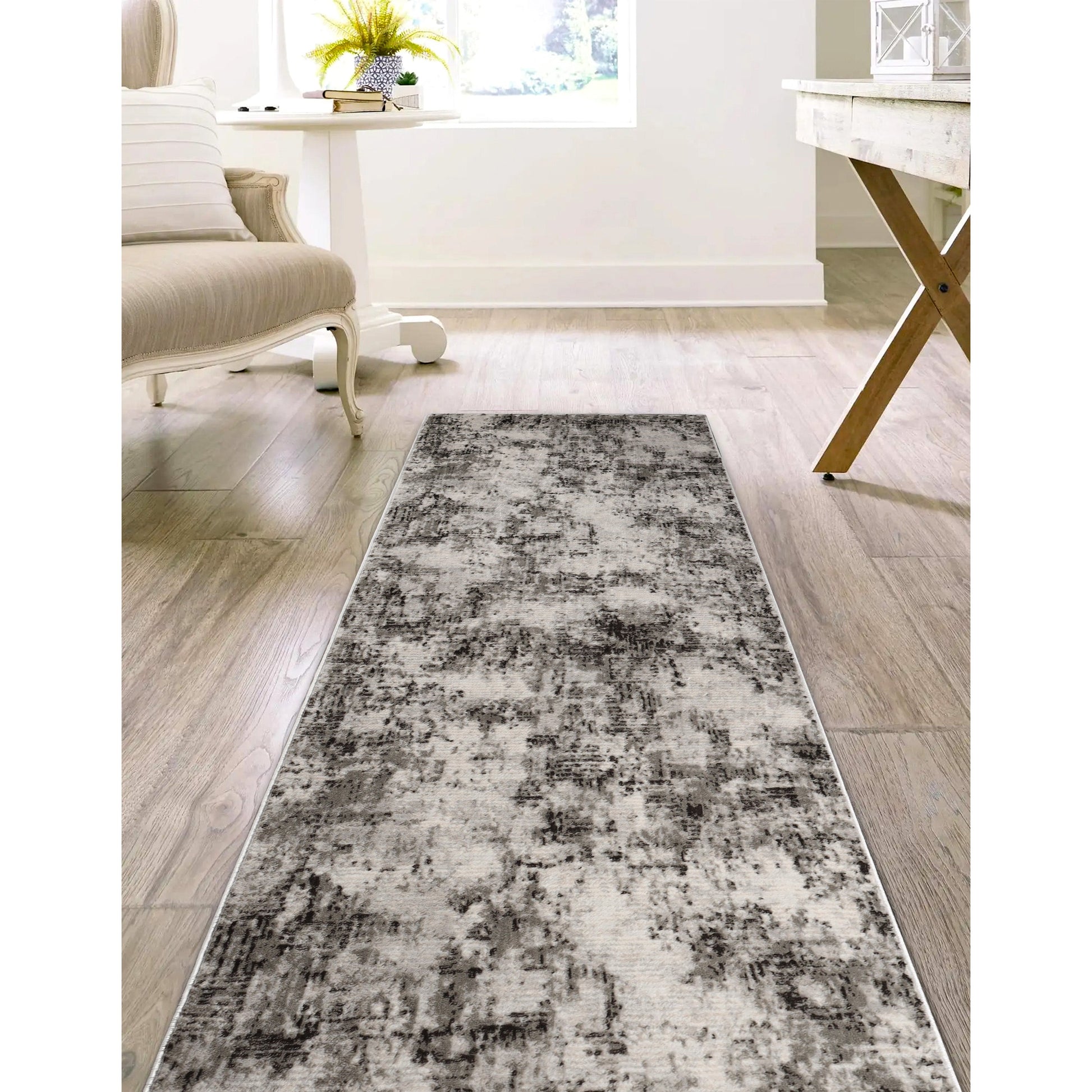 Euphemia Distressed Abstract Eclectic Modern Indoor Area Rug - Charcoal
