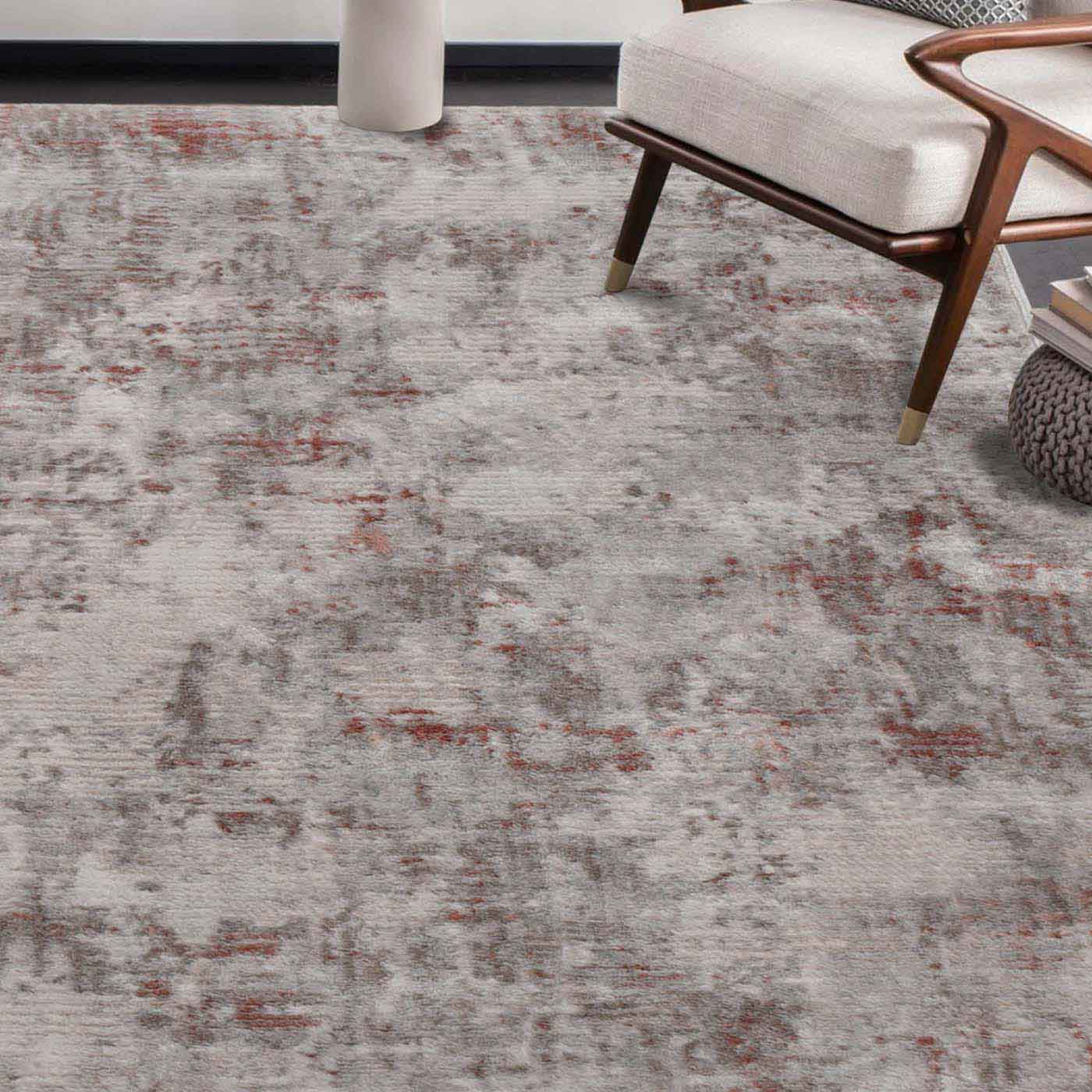 Euphemia Distressed Abstract Eclectic Modern Indoor Area Rug - Rust