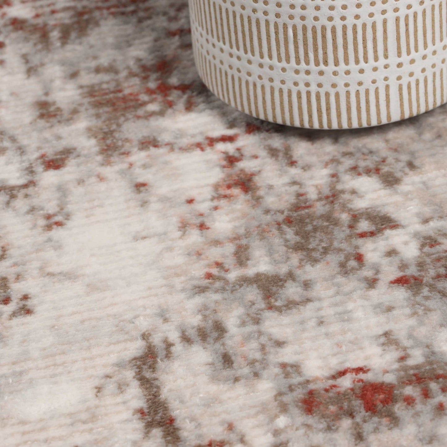 Euphemia Distressed Abstract Eclectic Modern Indoor Area Rug - Rust