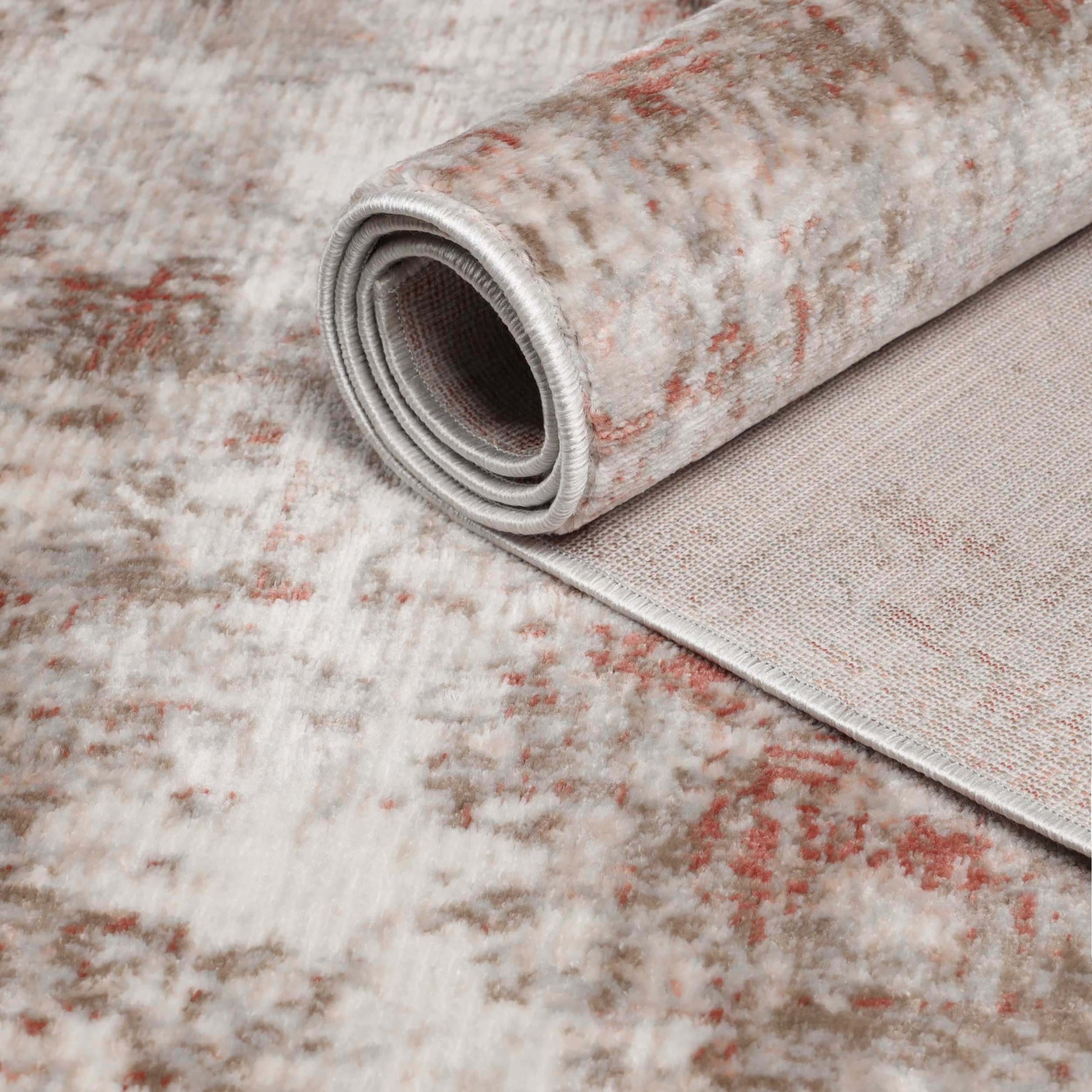 Euphemia Distressed Abstract Eclectic Modern Indoor Area Rug - Rust