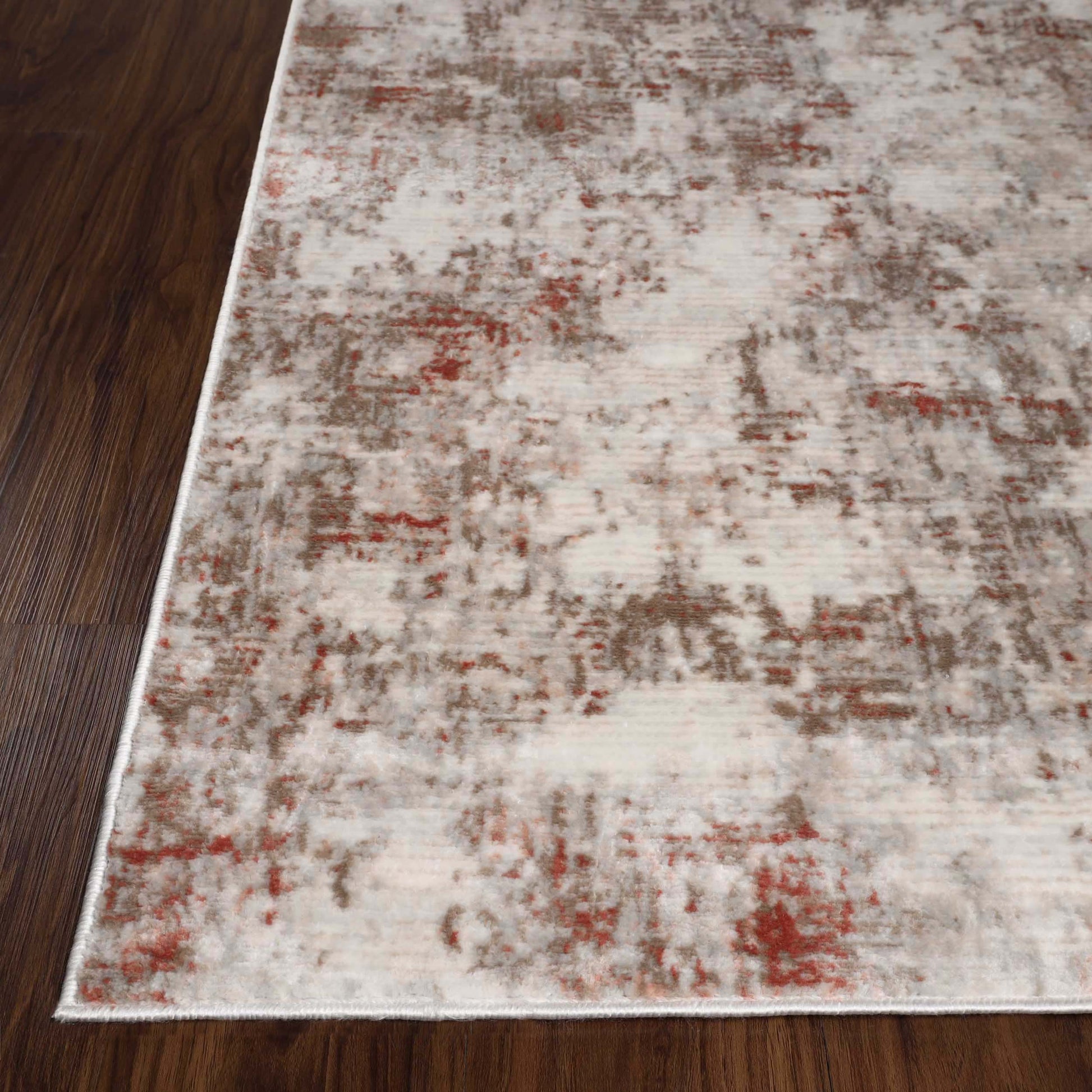Euphemia Distressed Abstract Eclectic Modern Indoor Area Rug - Rust