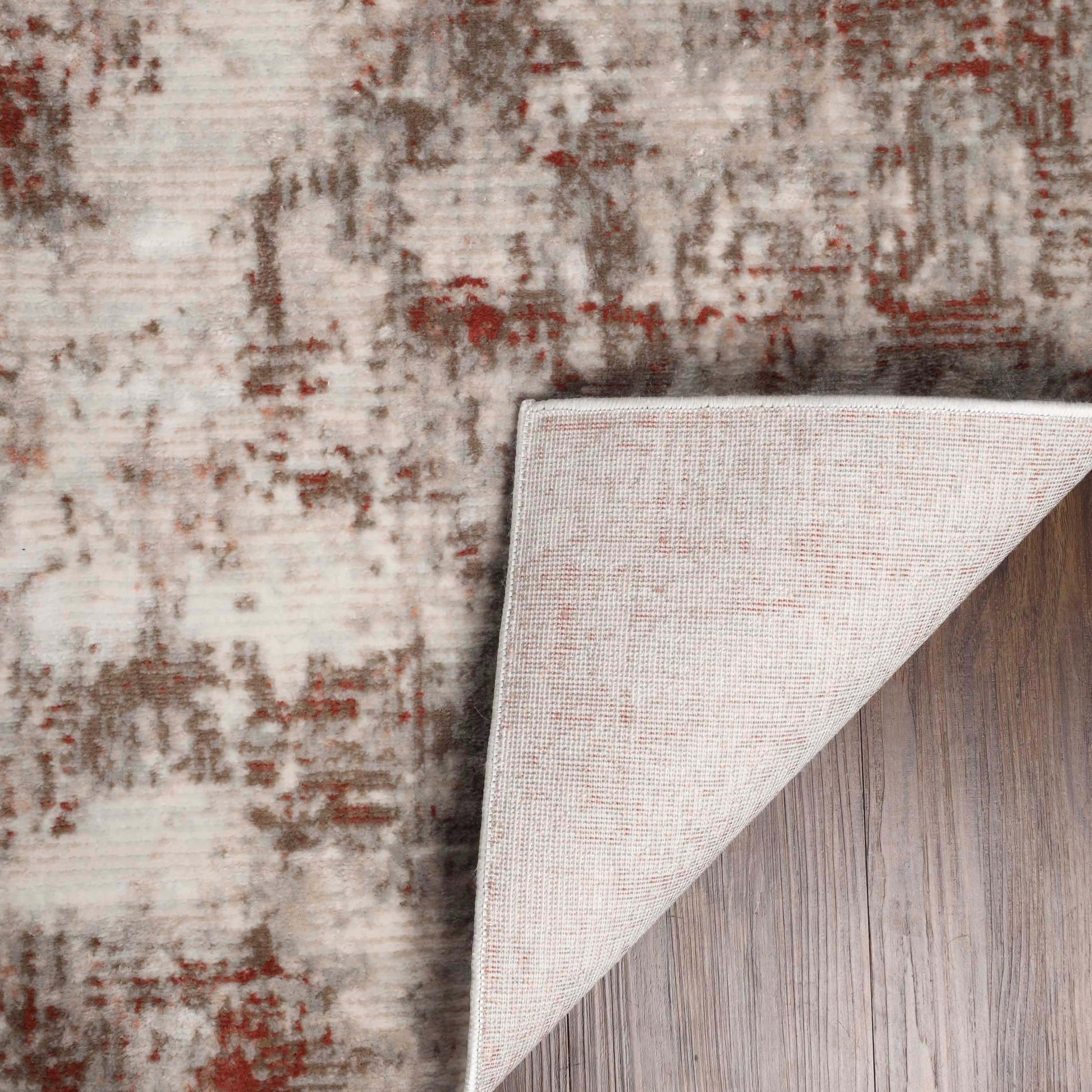 Euphemia Distressed Abstract Eclectic Modern Indoor Area Rug - Rust
