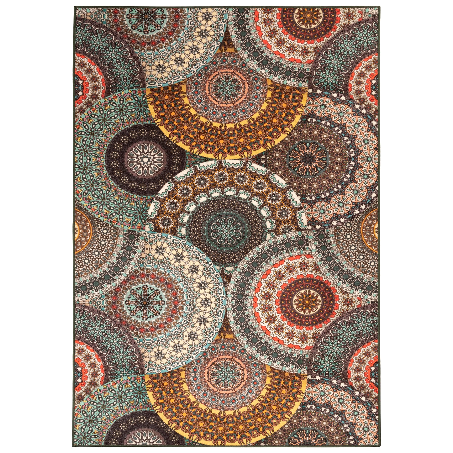 Evaline Medallion Non-Slip Indoor Outdoor Area Rug - Black