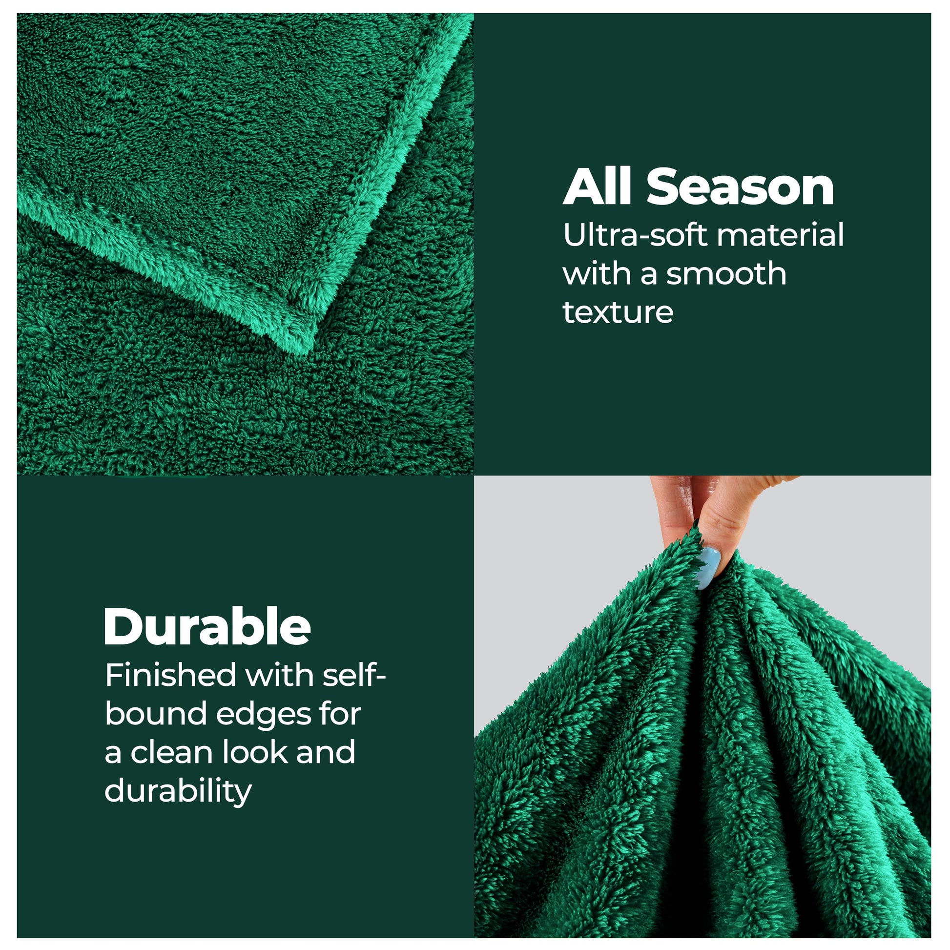 Fleece Plush Medium Weight Fluffy Soft Solid Decorative Blanket - EverGreen