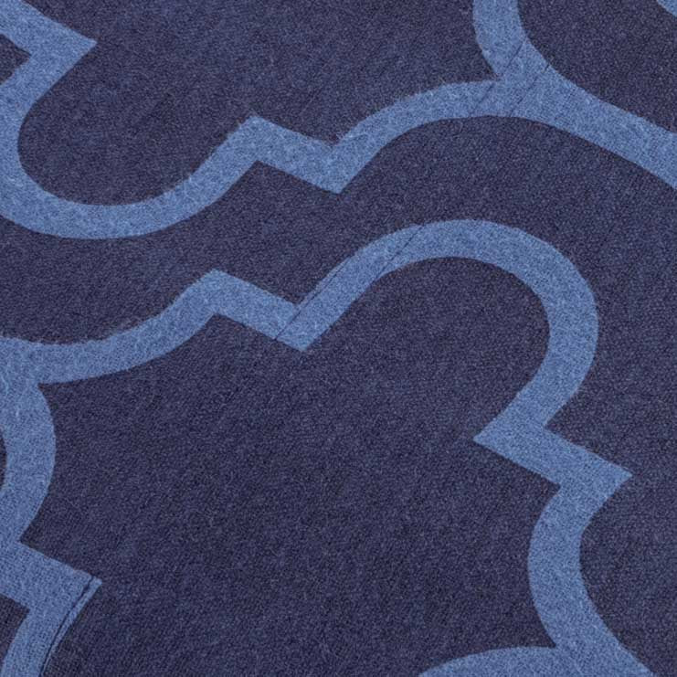 Superior Cotton Flannel Solid or Trellis Heavyweight and Breathable Duvet Cover Set with Button Closure - Navy Blue
