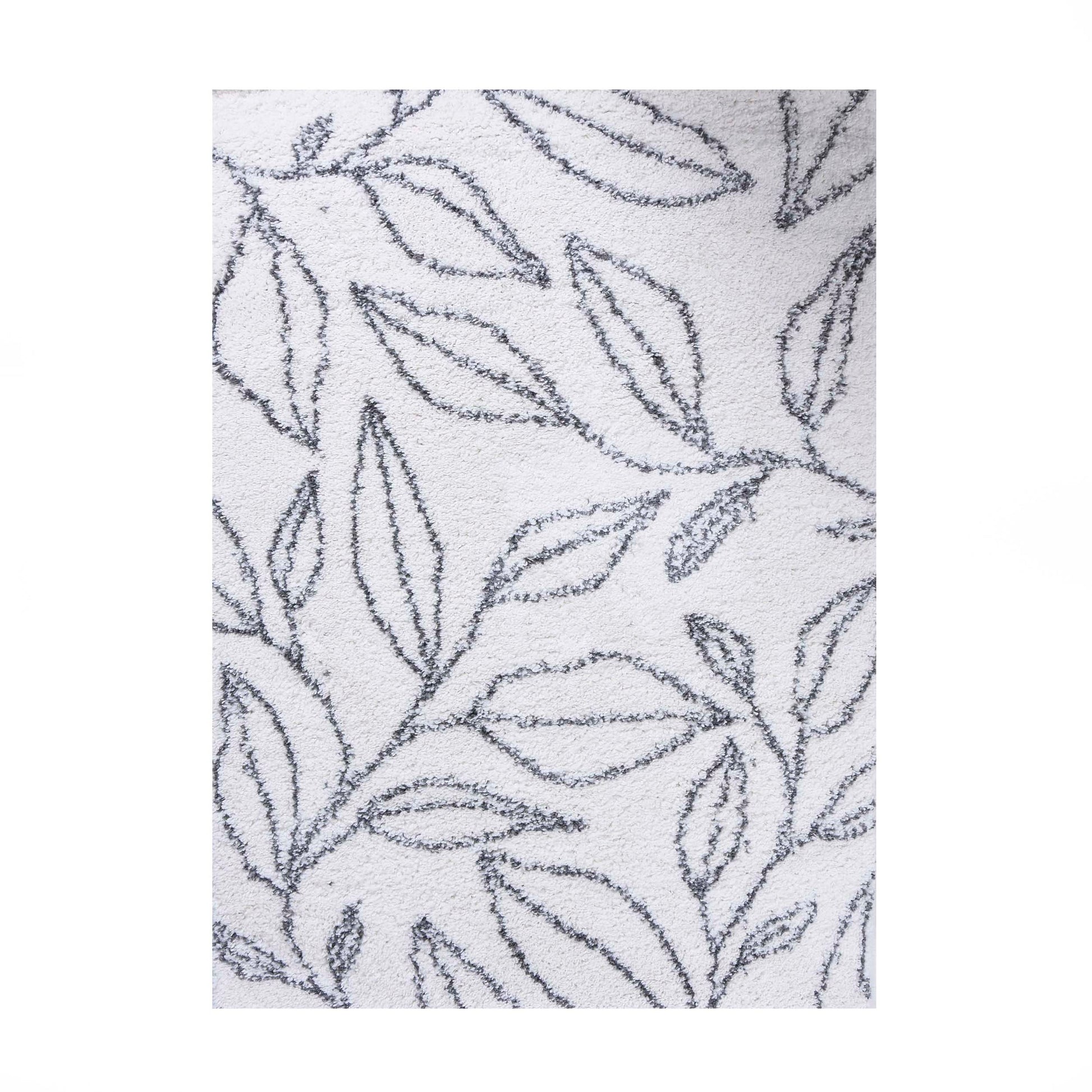 Superior Botanical Indoor Plush Shag Transitional Area Rug - Cream-Black