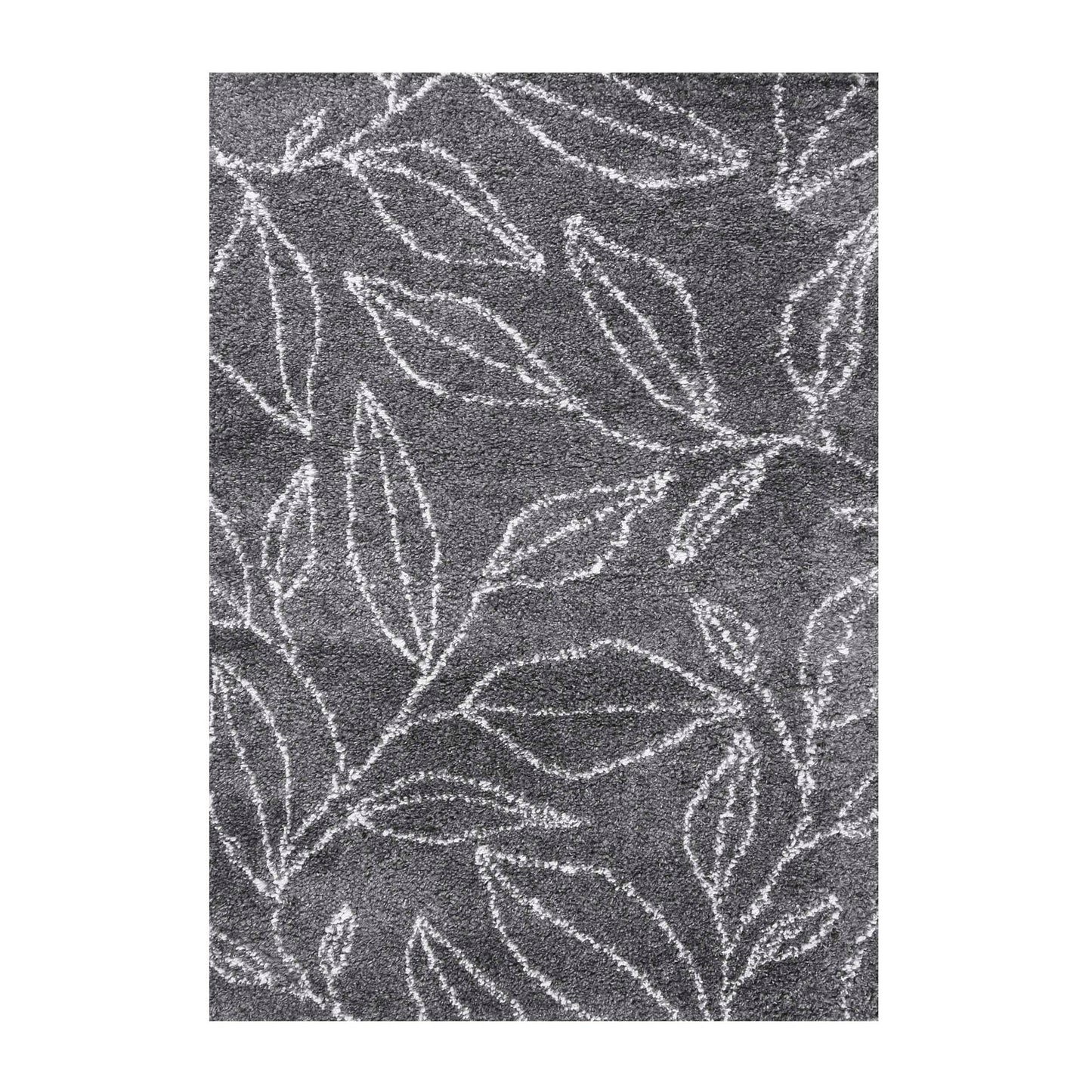 Superior Botanical Indoor Plush Shag Transitional Area Rug - Cream-Grey