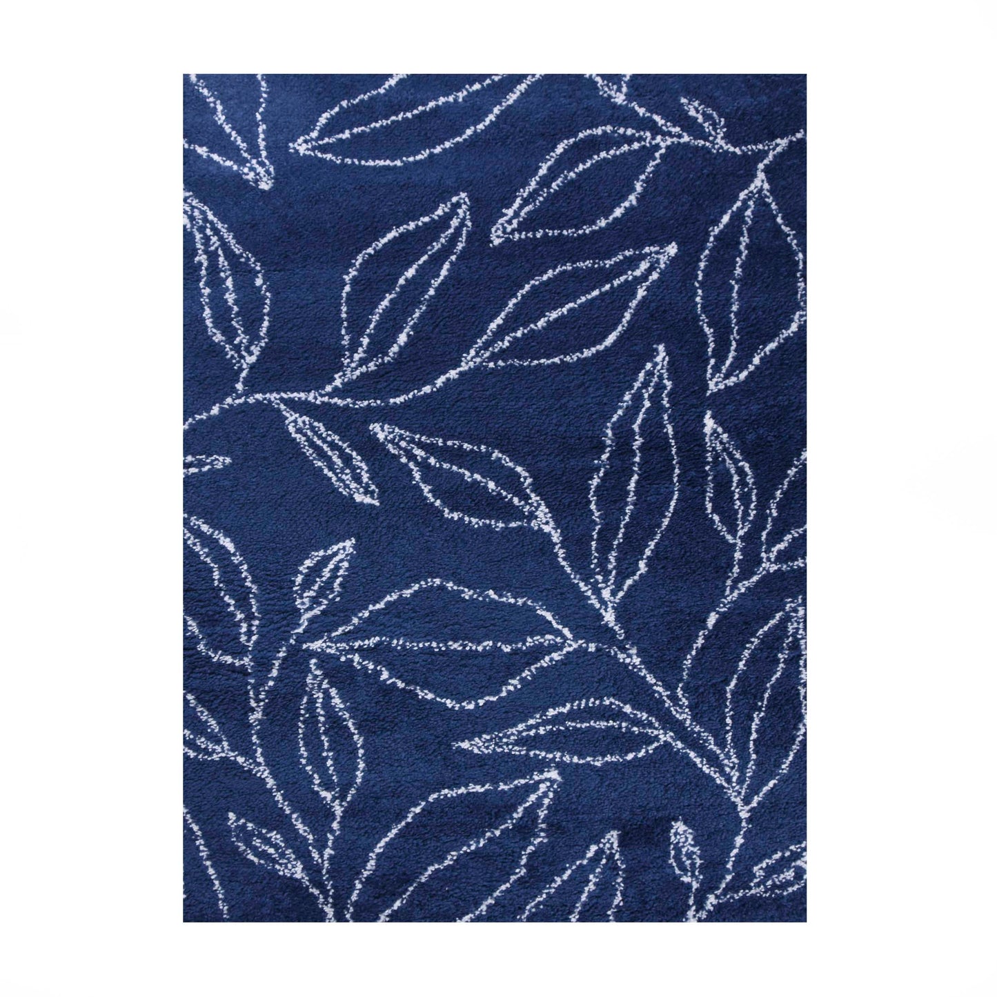 Superior Botanical Indoor Plush Shag Transitional Area Rug - Cream-Blue