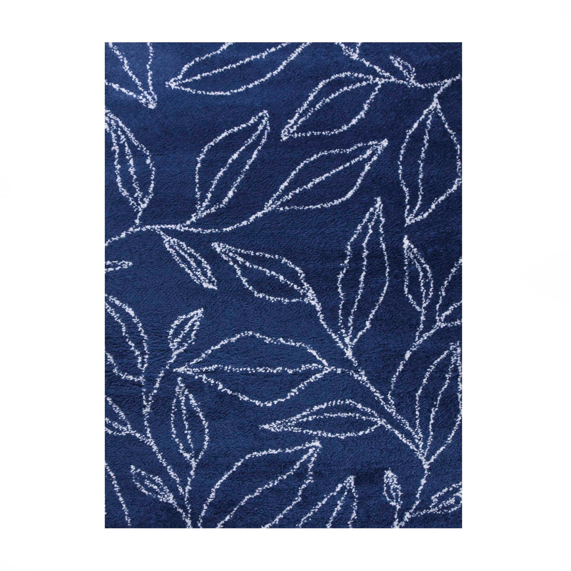 Superior Botanical Indoor Plush Shag Transitional Area Rug - Cream-Blue
