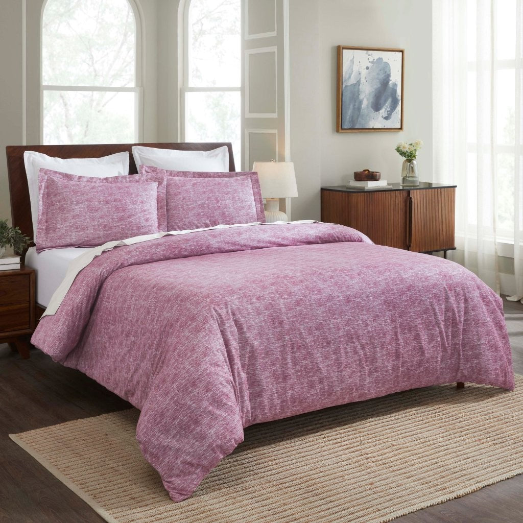 Melange Flannel Cotton Fuzzy Warm Two-Toned Duvet Cover Set