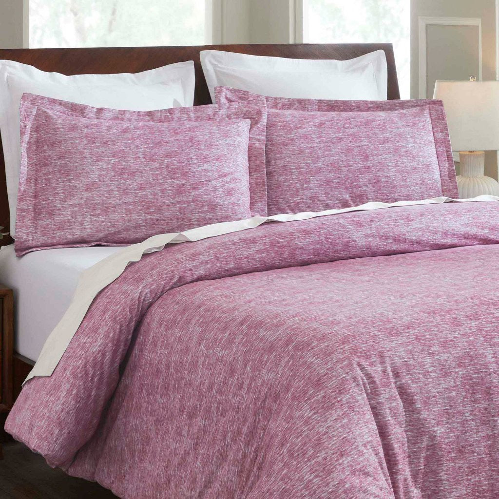 Melange Flannel Cotton Fuzzy Warm Two-Toned Duvet Cover Set