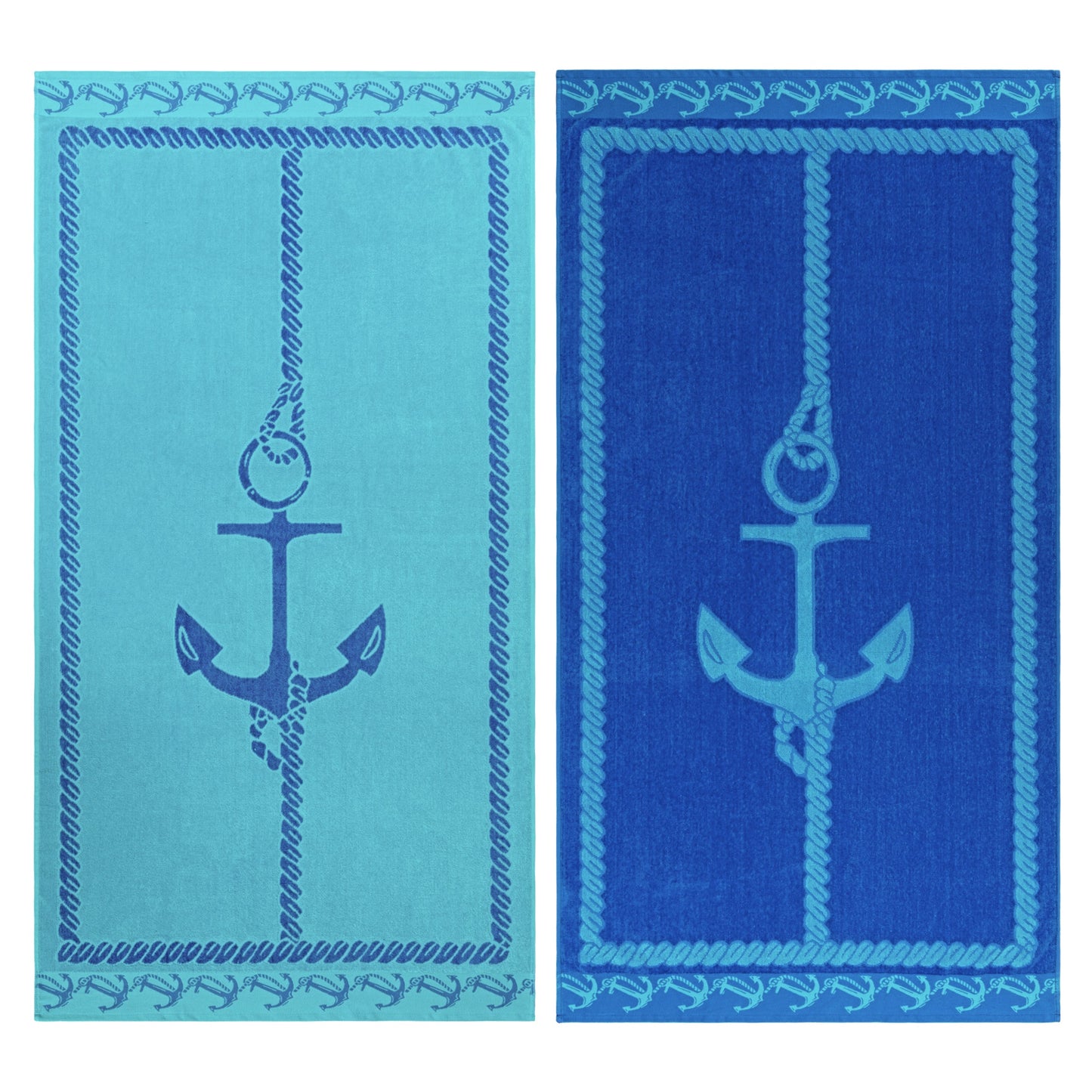 Superior Fisherman Anchor Oversized Beach Towel Set - Blue
