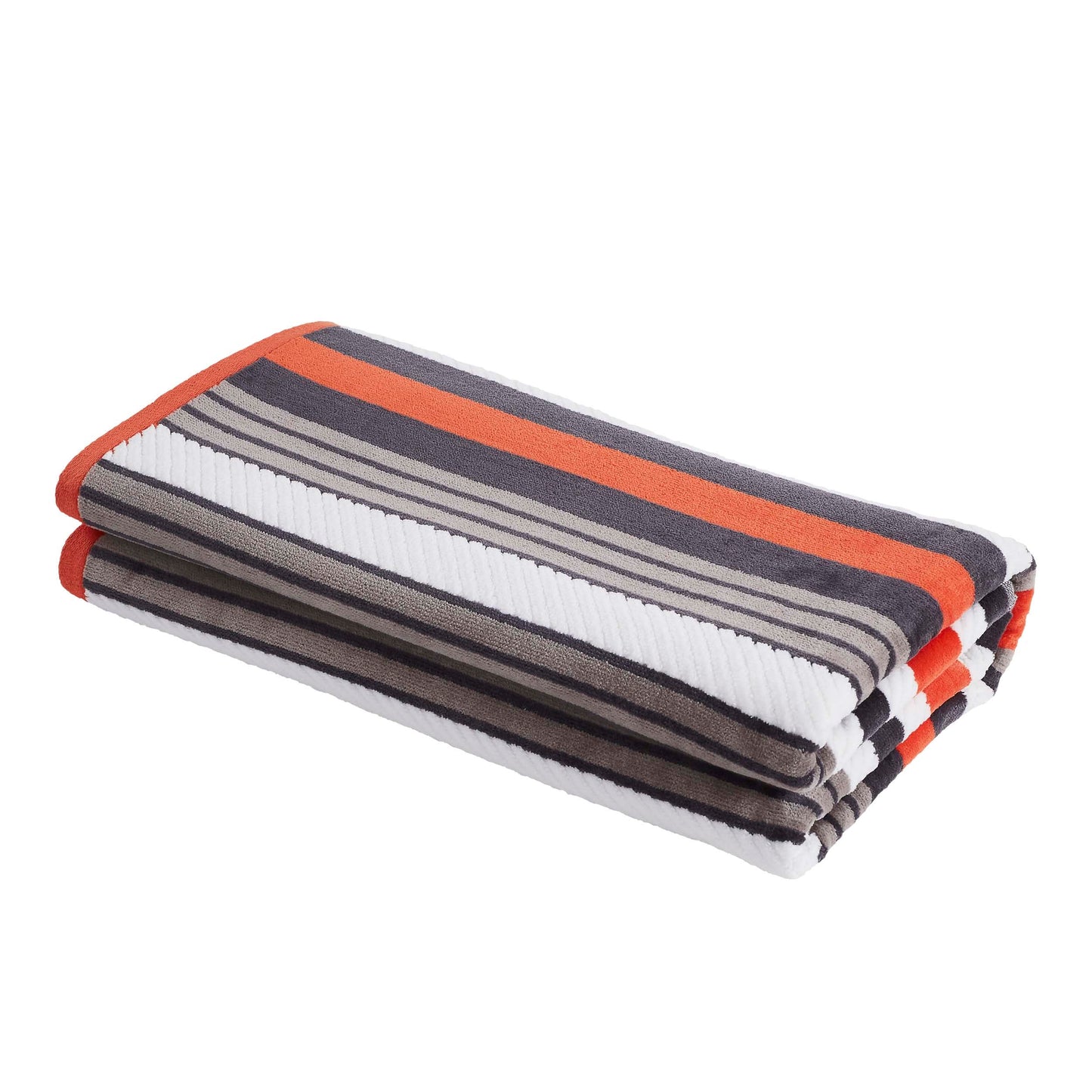 2 Piece Rope Textured Striped Oversized Cotton Beach Towel Set - Flamingo