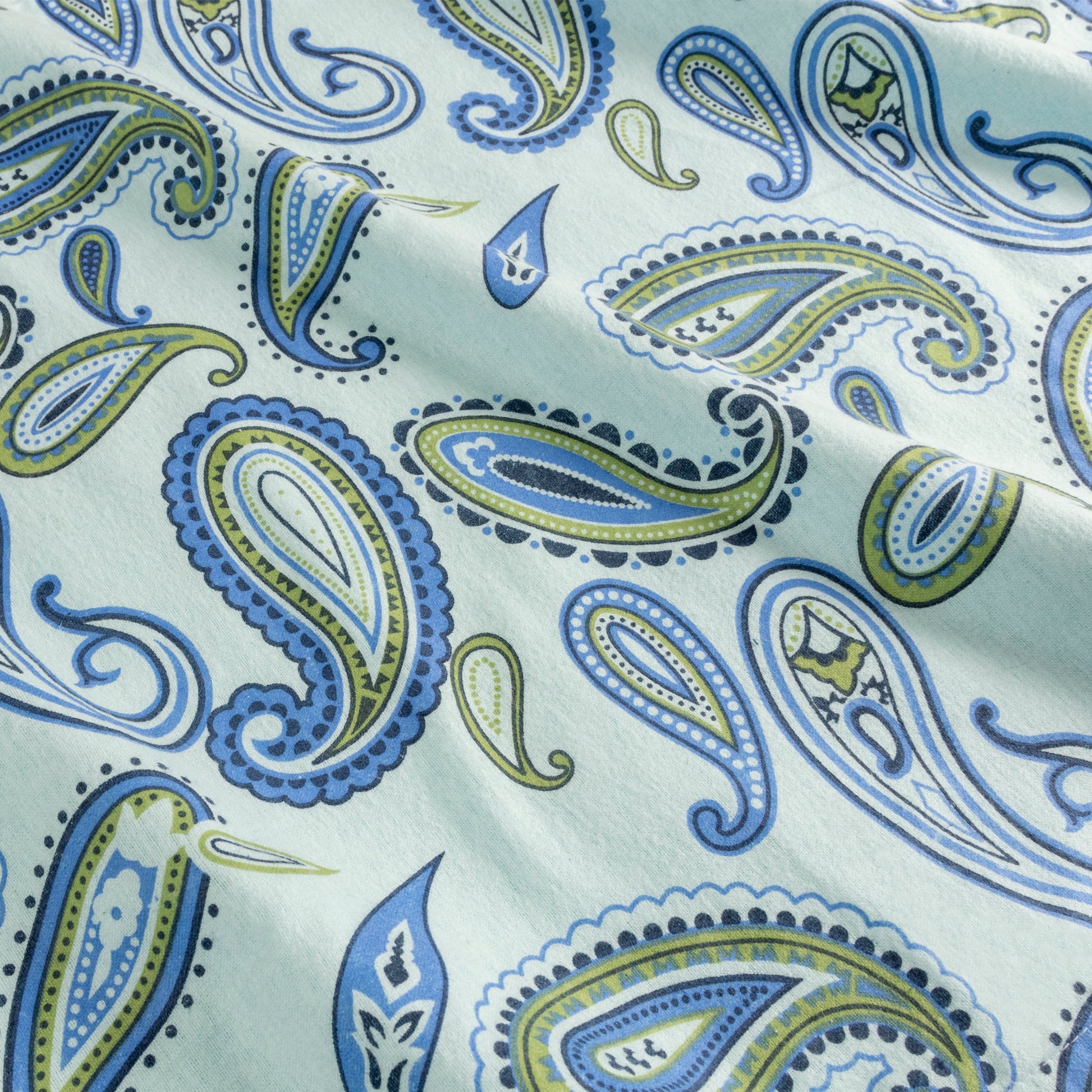 Superior Cotton Flannel Paisley Luxury Bed Sheet Set - Light Blue