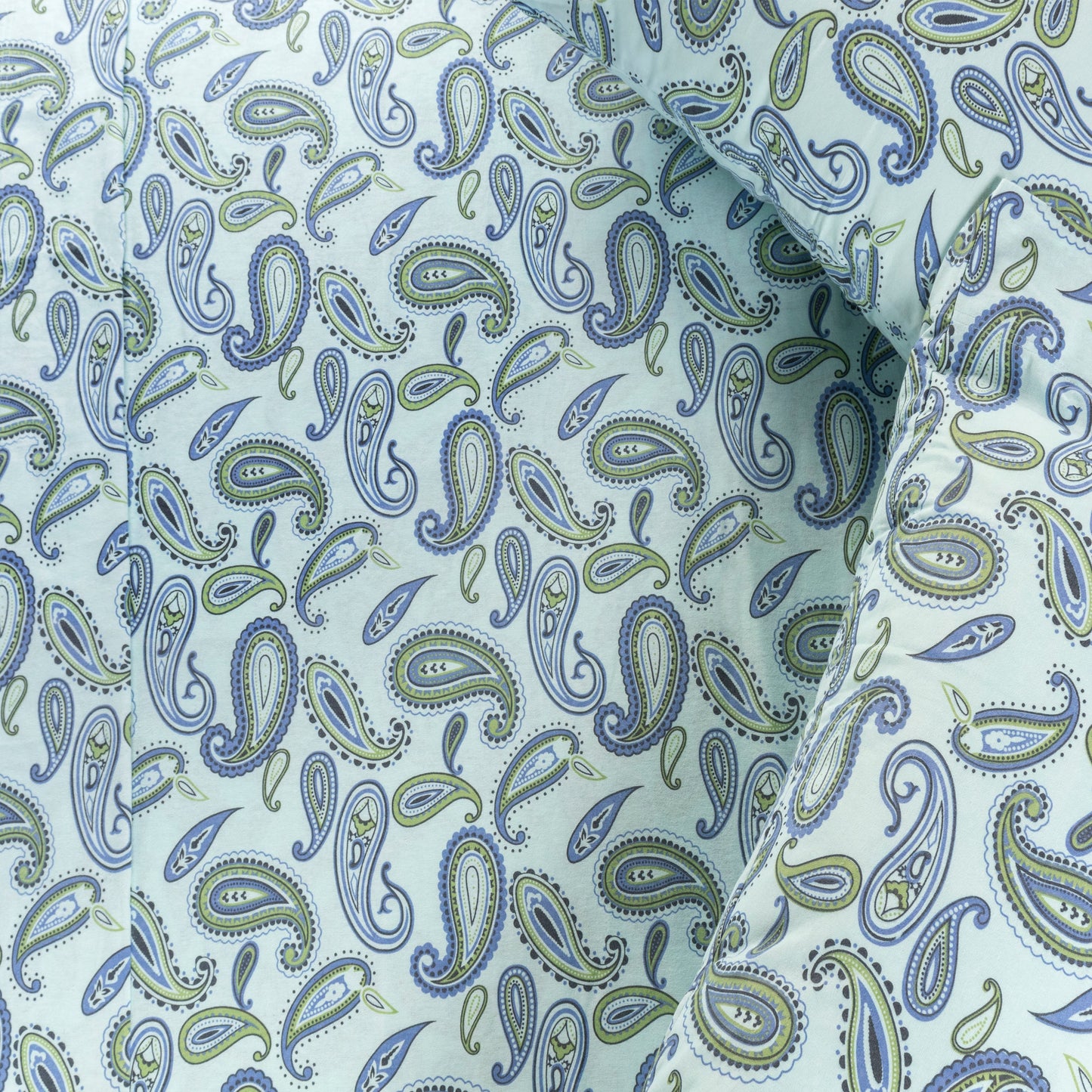 Superior Cotton Flannel Paisley Luxury Bed Sheet Set - Light Blue