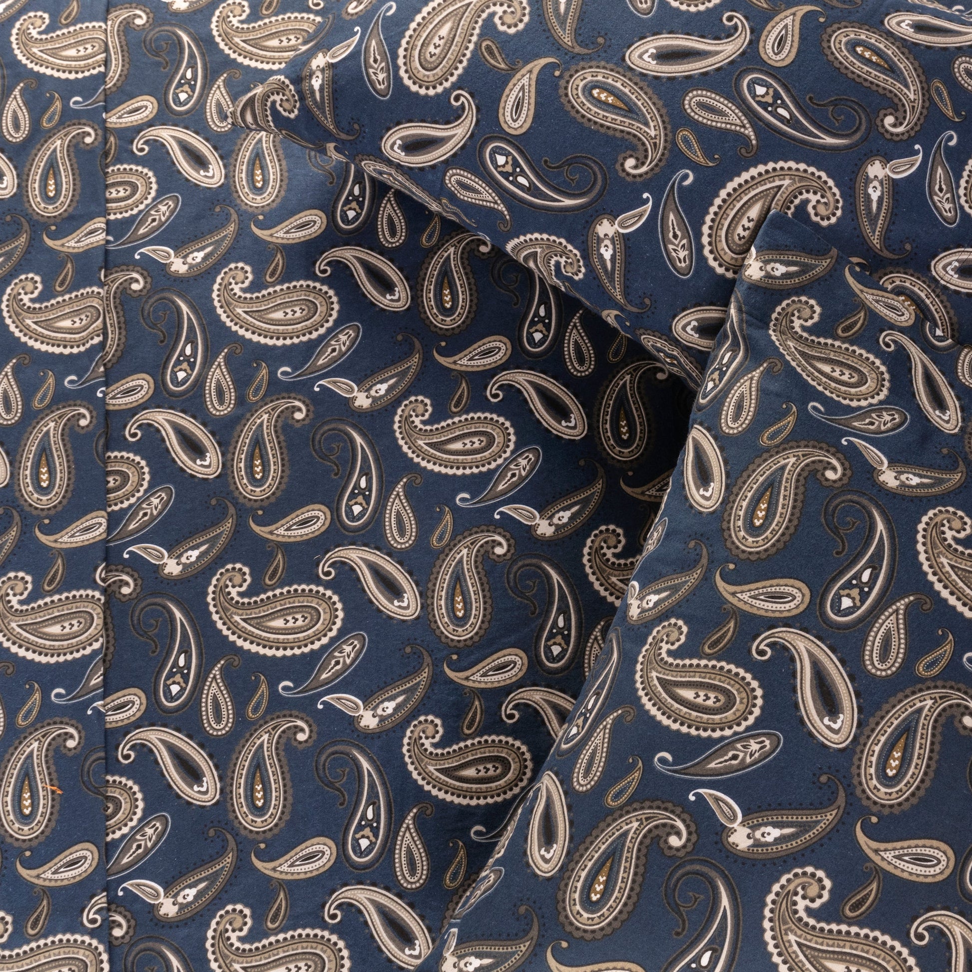 Superior Cotton Flannel Paisley Luxury Bed Sheet Set - Navy Blue