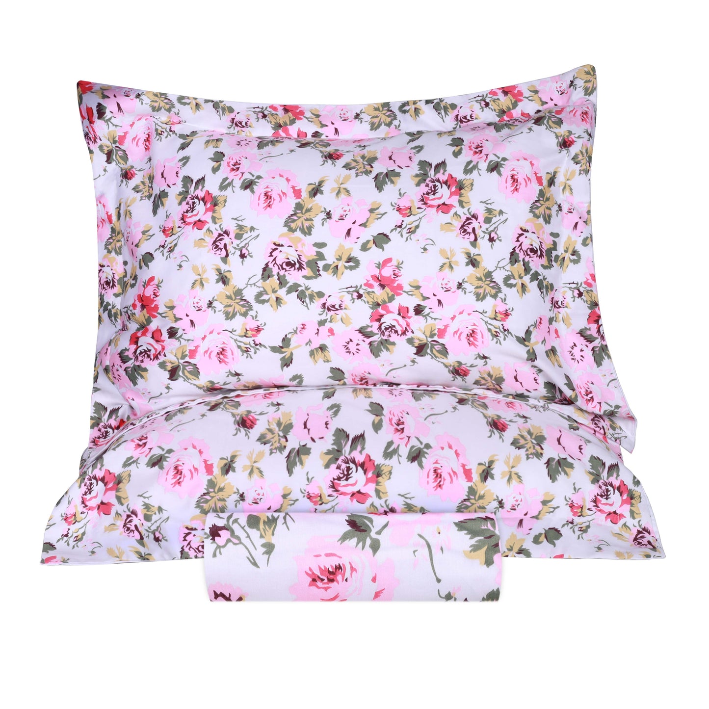 300 Thread Count Solid or Floral Cotton All-Season Duvet Cover Set - White