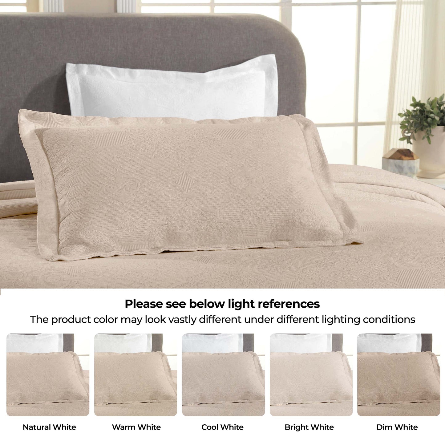 Florin Cotton Matelasse Weave Jacquard Scroll Medallion Bedspread Set - Linen