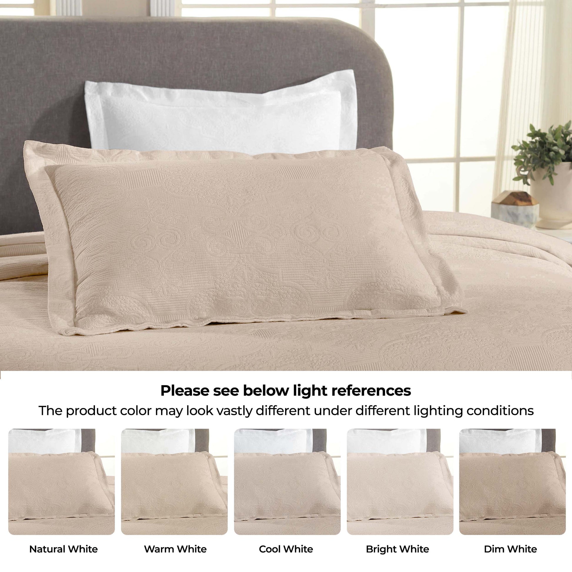 Florin Cotton Matelasse Weave Jacquard Scroll Medallion Bedspread Set - Linen