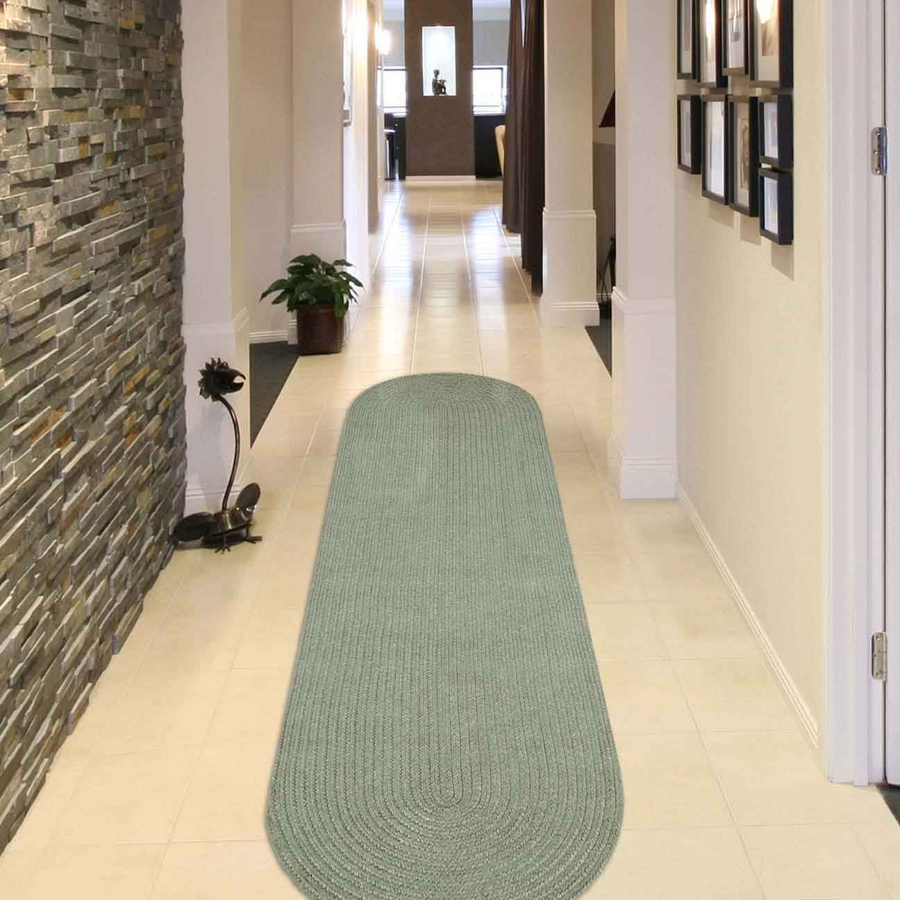 Classic Braided Weave Oval Area Rug Indoor Outdoor Rugs - FogGreen