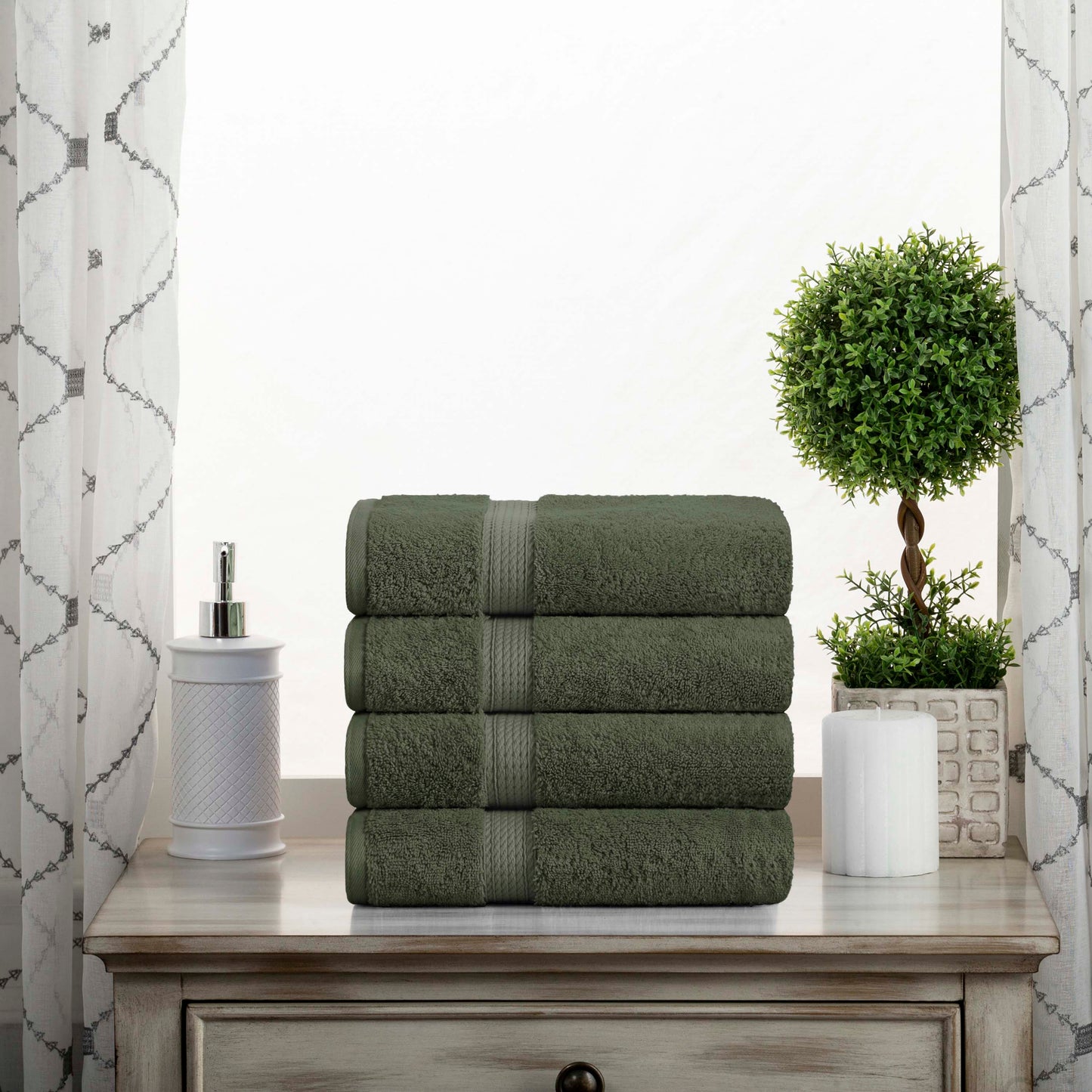 Madison Egyptian Cotton Pile Plush Heavyweight Hand Towel Set of 4
