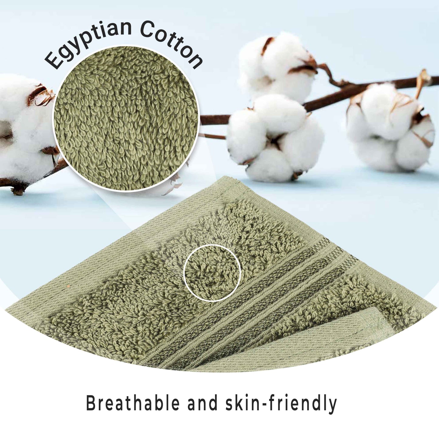 Heritage Egyptian Cotton Plush Absorbent Luxury Face Towel Set of 10