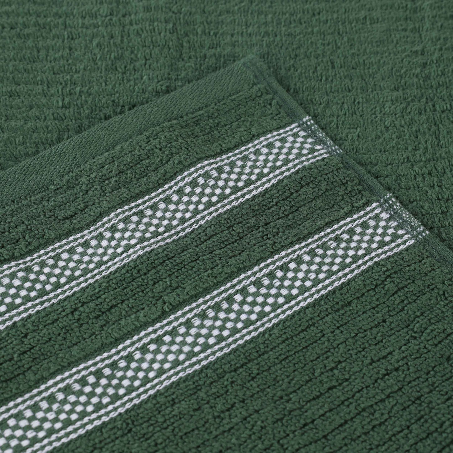 Brea Zero Twist Cotton Ribbed Geometric Border 3 Piece Towel Set