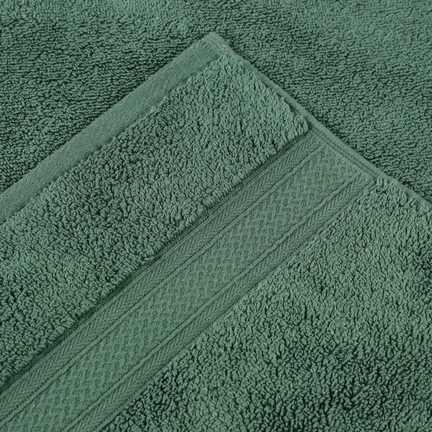 Chevron Zero Twist Solid and Jacquard Soft Cotton 6 Piece Towel Set - ForestGreen