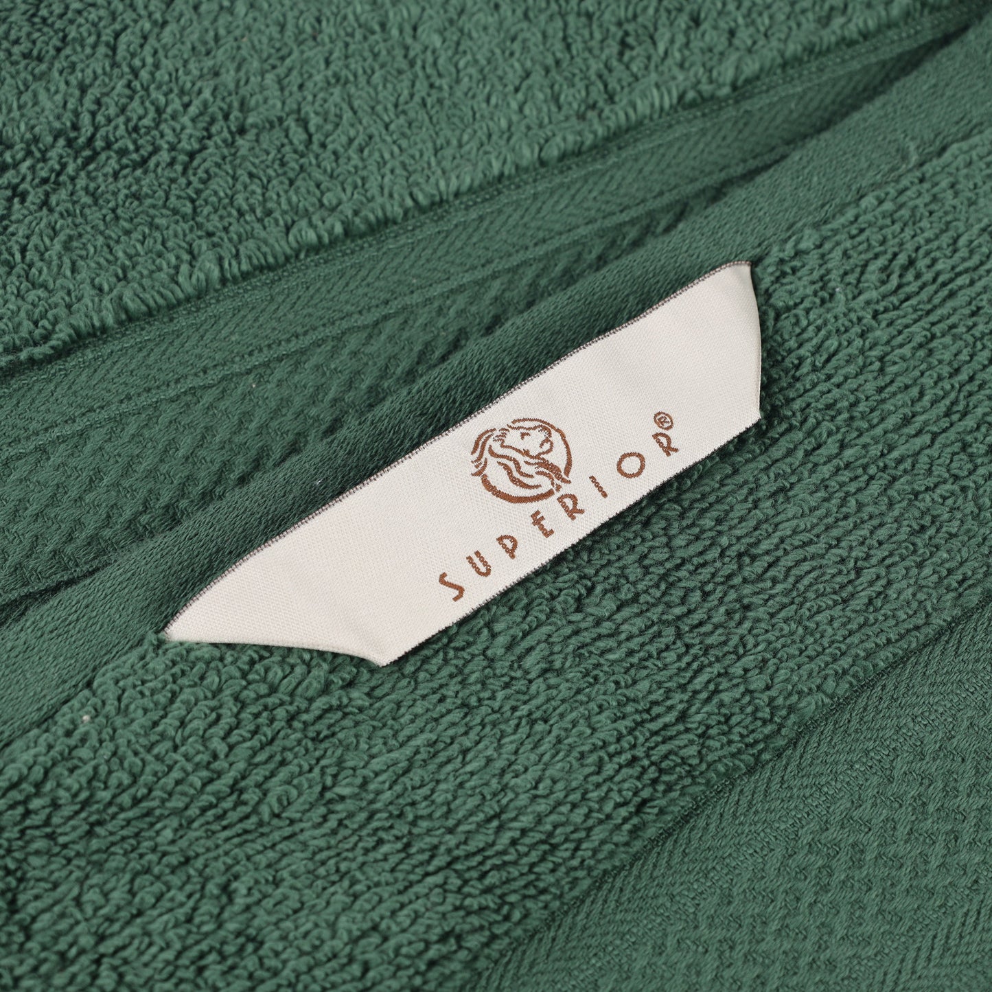 Chevron Zero Twist Solid and Jacquard Soft Cotton 6 Piece Towel Set - ForestGreen
