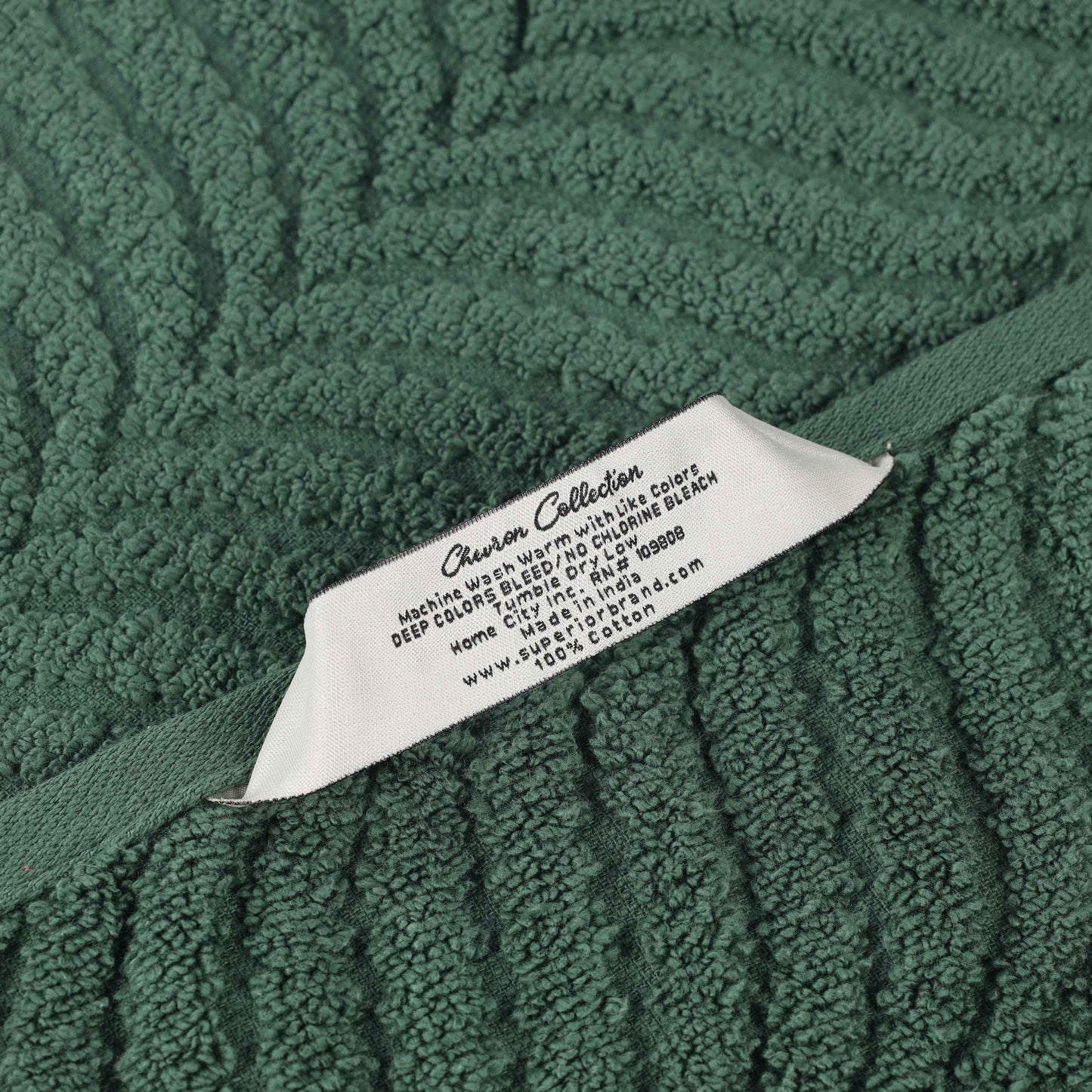 Chevron Zero Twist Solid and Jacquard Soft Cotton 6 Piece Towel Set - ForestGreen