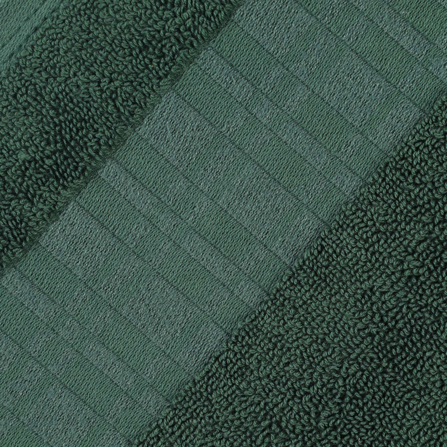 Larissa Cotton Geometric Border Bath Towel Set of 4 - ForestGreen